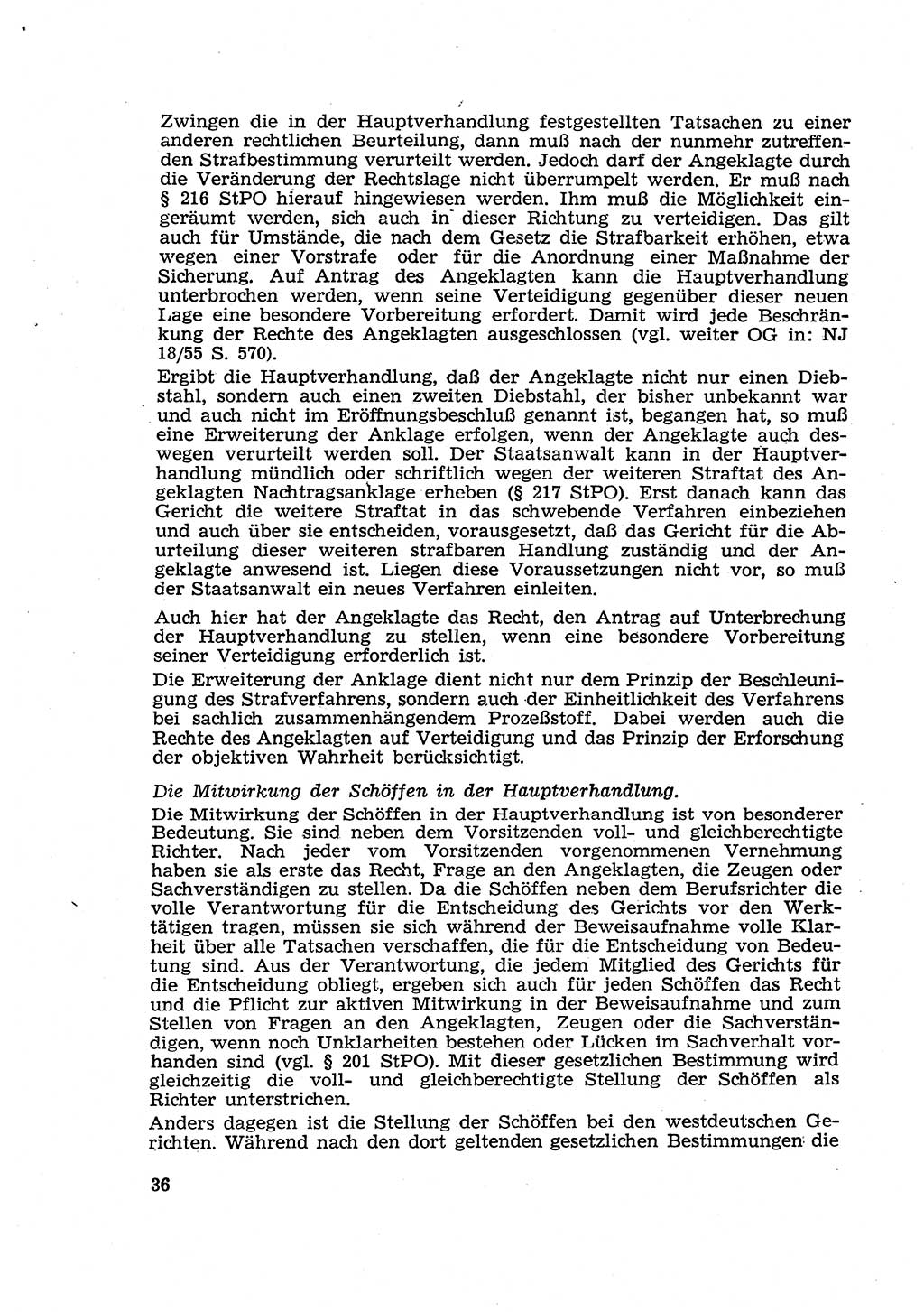 Strafverfahren in der Deutschen Demokratischen Republik (DDR) und seine demokratischen Prinzipien 1956, Seite 36 (Str.-Verf. DDR 1956, S. 36)