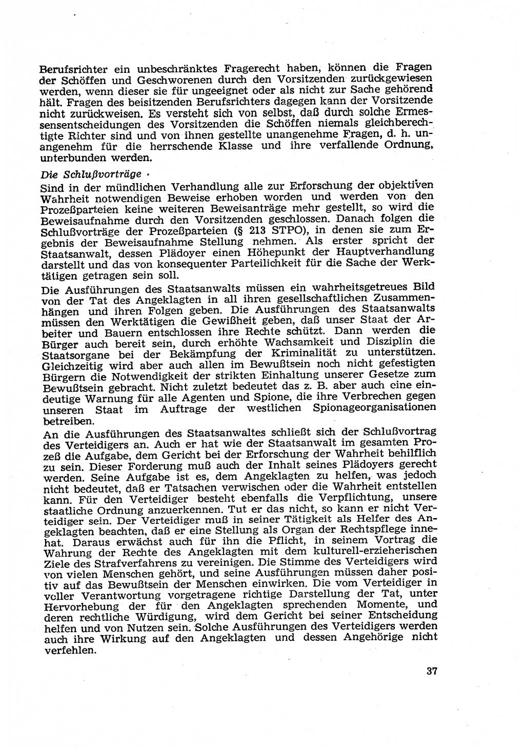 Strafverfahren in der Deutschen Demokratischen Republik (DDR) und seine demokratischen Prinzipien 1956, Seite 37 (Str.-Verf. DDR 1956, S. 37)