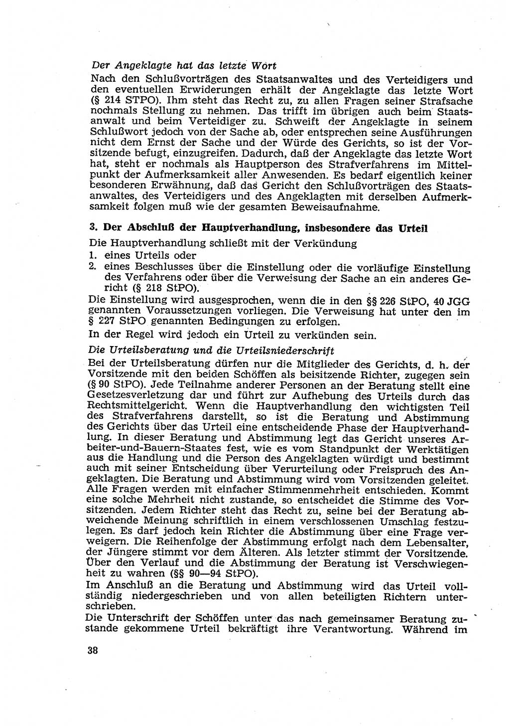 Strafverfahren in der Deutschen Demokratischen Republik (DDR) und seine demokratischen Prinzipien 1956, Seite 38 (Str.-Verf. DDR 1956, S. 38)