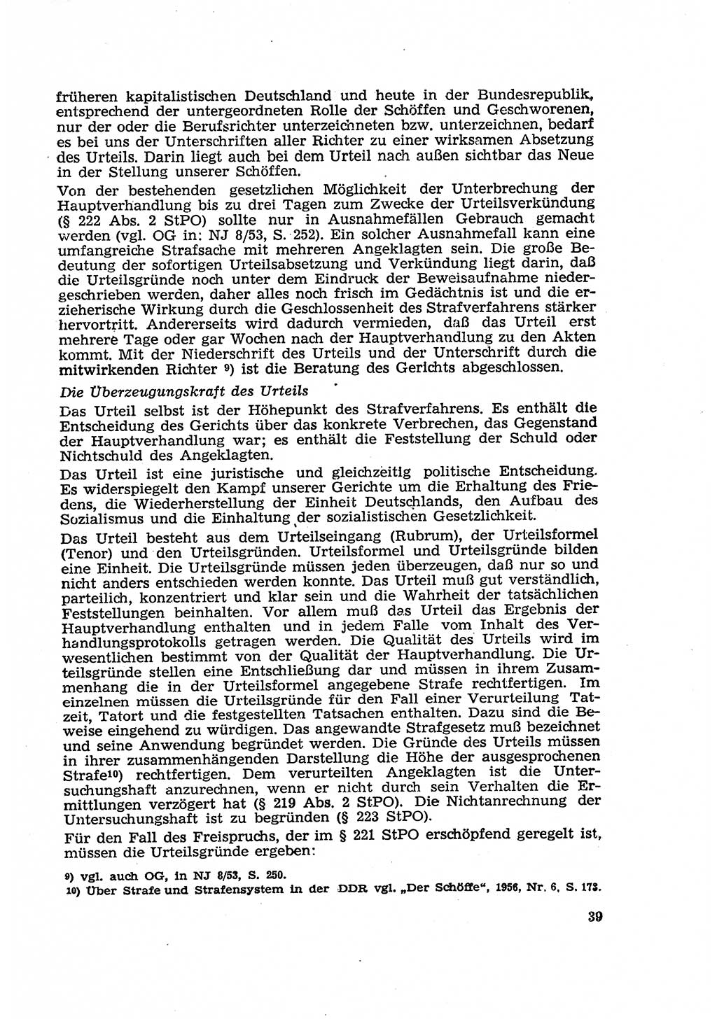 Strafverfahren in der Deutschen Demokratischen Republik (DDR) und seine demokratischen Prinzipien 1956, Seite 39 (Str.-Verf. DDR 1956, S. 39)
