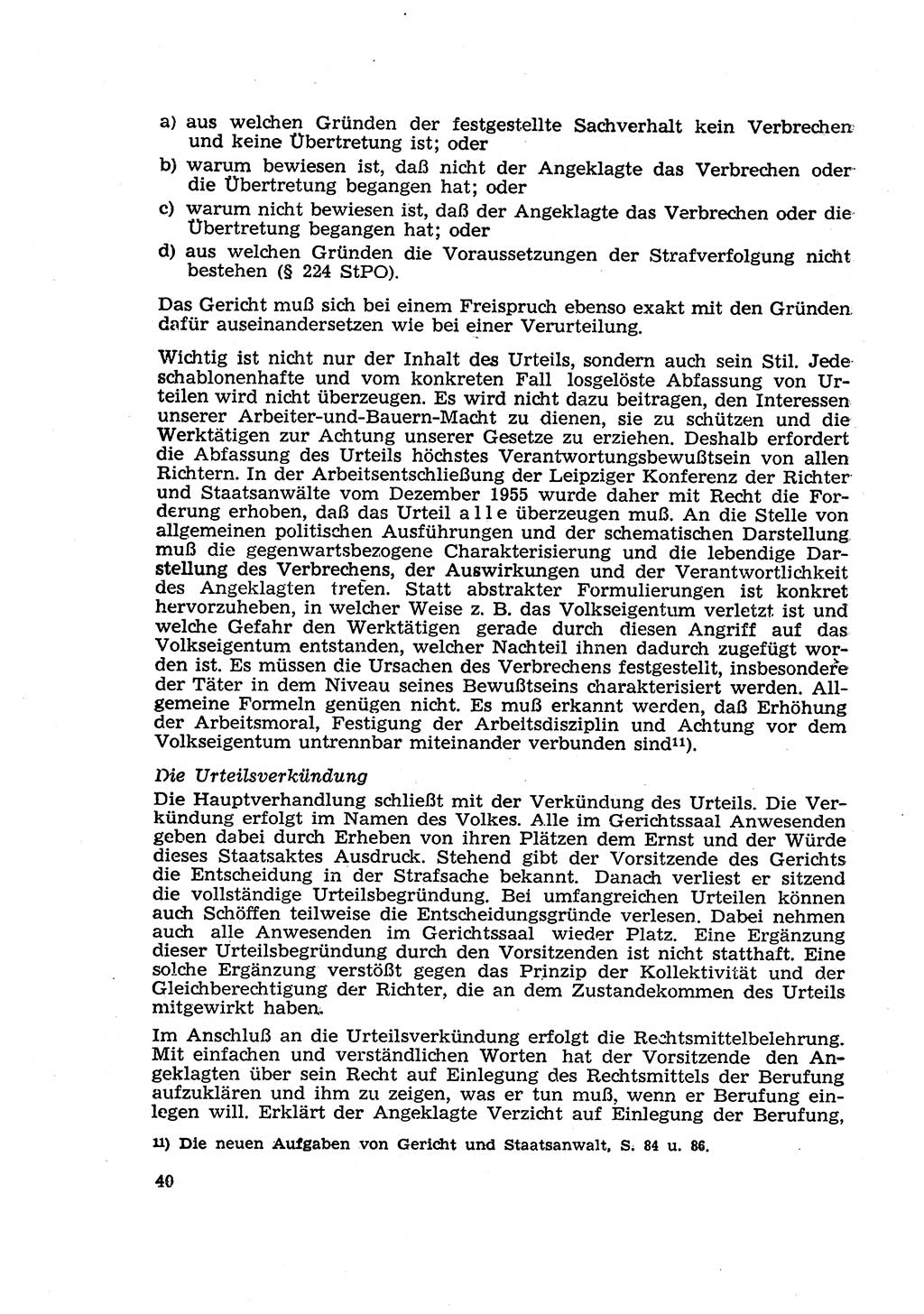 Strafverfahren in der Deutschen Demokratischen Republik (DDR) und seine demokratischen Prinzipien 1956, Seite 40 (Str.-Verf. DDR 1956, S. 40)