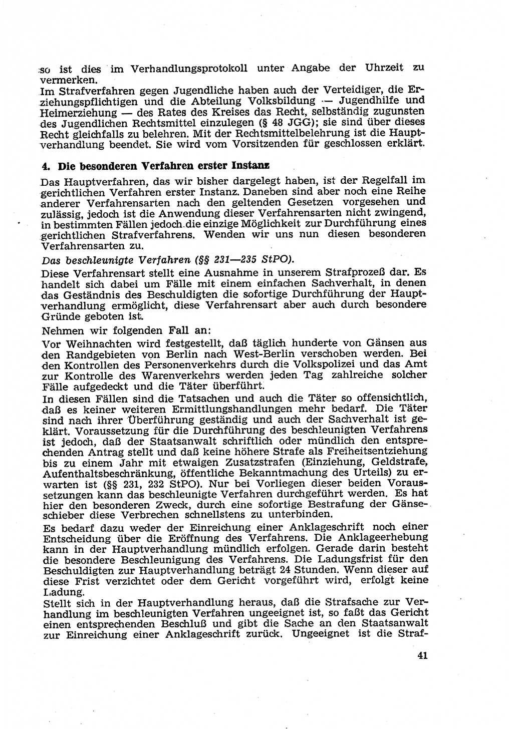 Strafverfahren in der Deutschen Demokratischen Republik (DDR) und seine demokratischen Prinzipien 1956, Seite 41 (Str.-Verf. DDR 1956, S. 41)