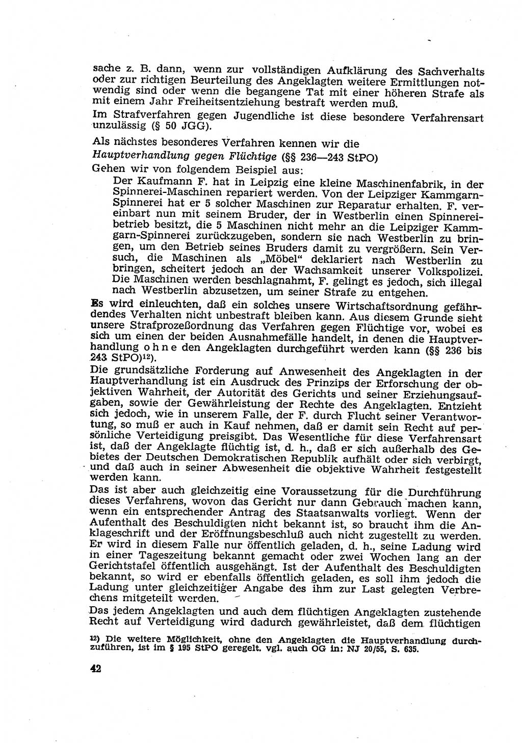 Strafverfahren in der Deutschen Demokratischen Republik (DDR) und seine demokratischen Prinzipien 1956, Seite 42 (Str.-Verf. DDR 1956, S. 42)