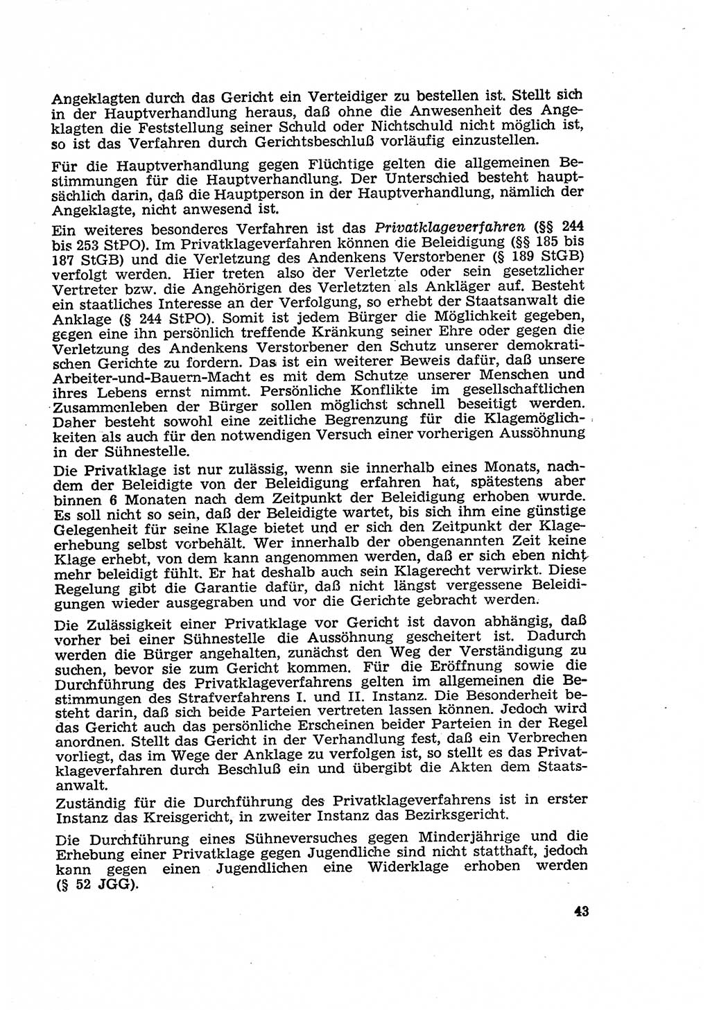 Strafverfahren in der Deutschen Demokratischen Republik (DDR) und seine demokratischen Prinzipien 1956, Seite 43 (Str.-Verf. DDR 1956, S. 43)