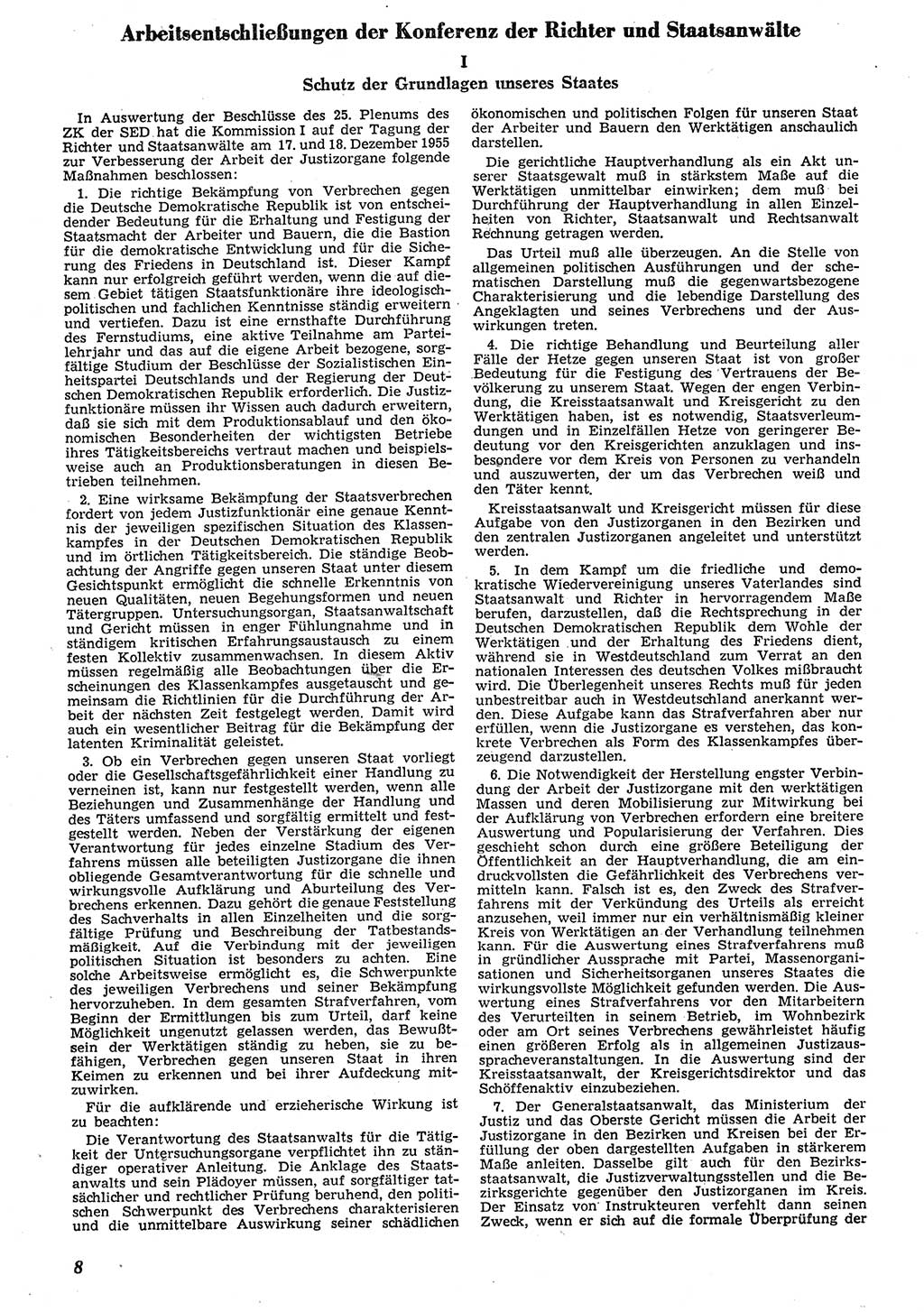 Neue Justiz (NJ), Zeitschrift für Recht und Rechtswissenschaft [Deutsche Demokratische Republik (DDR)], 10. Jahrgang 1956, Seite 8 (NJ DDR 1956, S. 8)