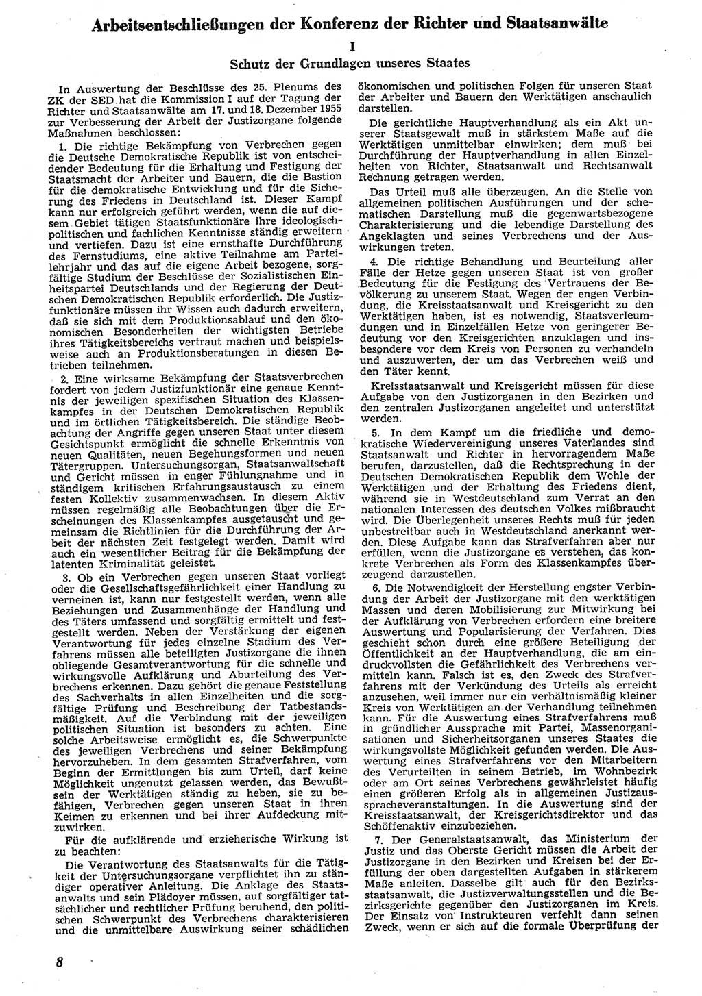 Neue Justiz (NJ), Zeitschrift für Recht und Rechtswissenschaft [Deutsche Demokratische Republik (DDR)], 10. Jahrgang 1956, Seite 8 (NJ DDR 1956, S. 8)