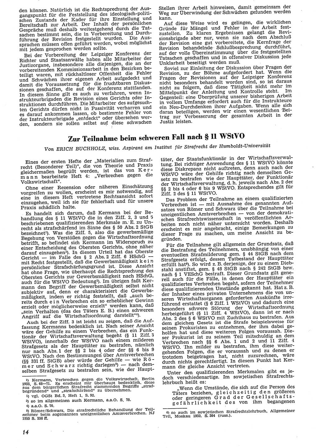 Neue Justiz (NJ), Zeitschrift für Recht und Rechtswissenschaft [Deutsche Demokratische Republik (DDR)], 10. Jahrgang 1956, Seite 14 (NJ DDR 1956, S. 14)
