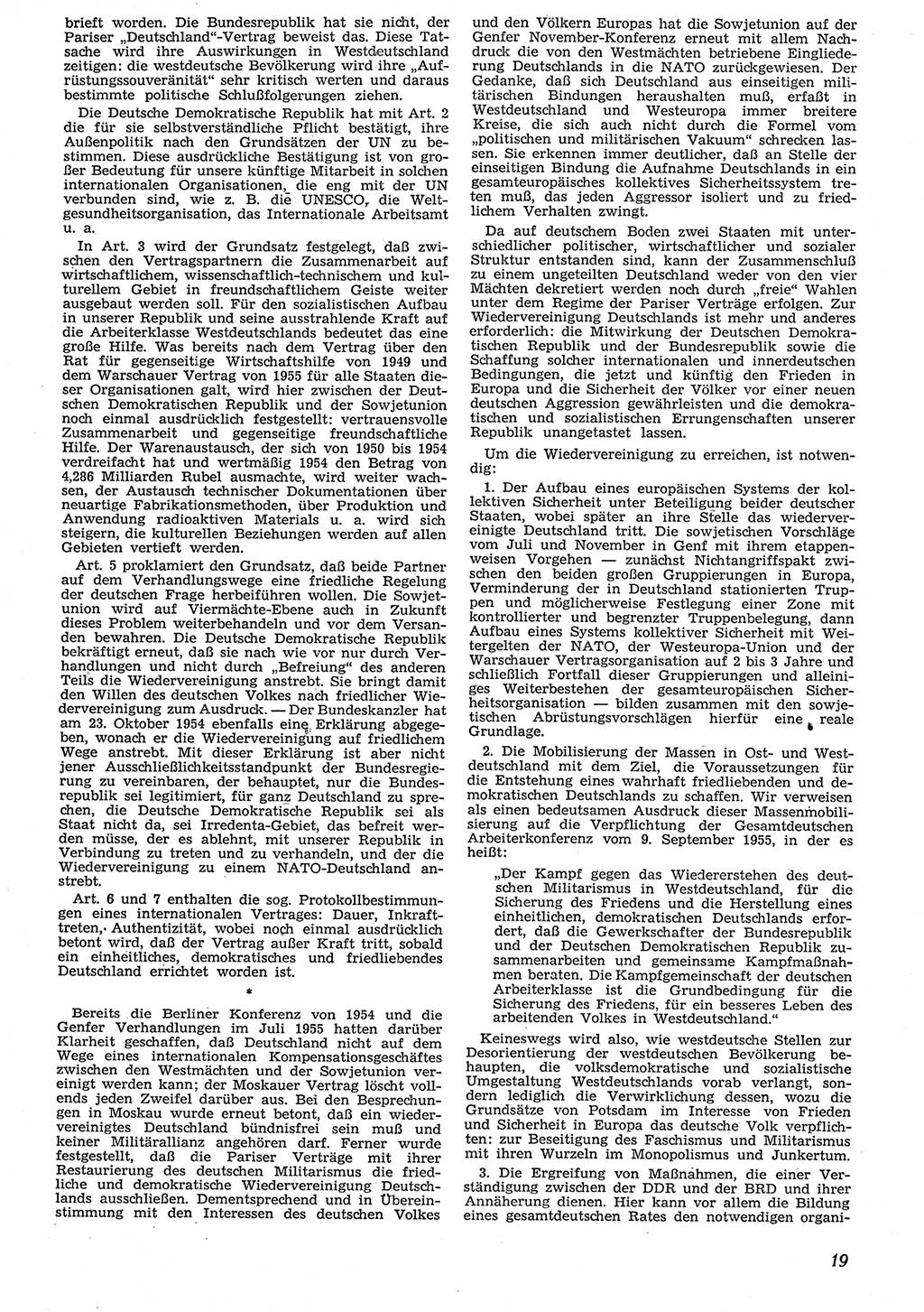 Neue Justiz (NJ), Zeitschrift für Recht und Rechtswissenschaft [Deutsche Demokratische Republik (DDR)], 10. Jahrgang 1956, Seite 19 (NJ DDR 1956, S. 19)