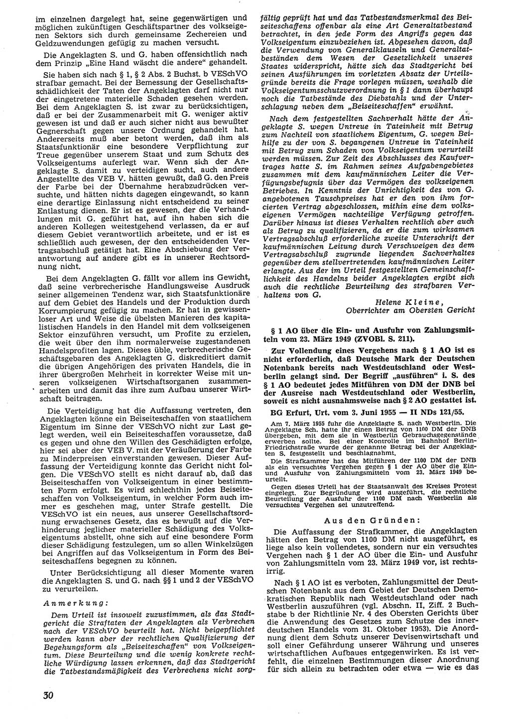 Neue Justiz (NJ), Zeitschrift für Recht und Rechtswissenschaft [Deutsche Demokratische Republik (DDR)], 10. Jahrgang 1956, Seite 30 (NJ DDR 1956, S. 30)