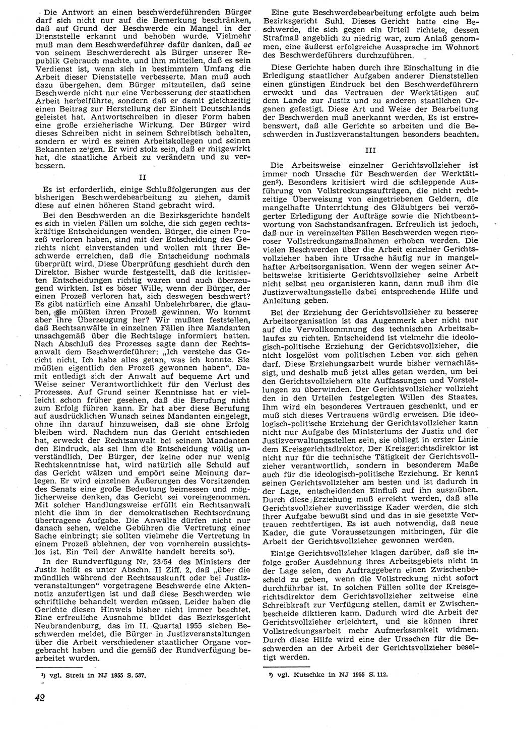 Neue Justiz (NJ), Zeitschrift für Recht und Rechtswissenschaft [Deutsche Demokratische Republik (DDR)], 10. Jahrgang 1956, Seite 42 (NJ DDR 1956, S. 42)