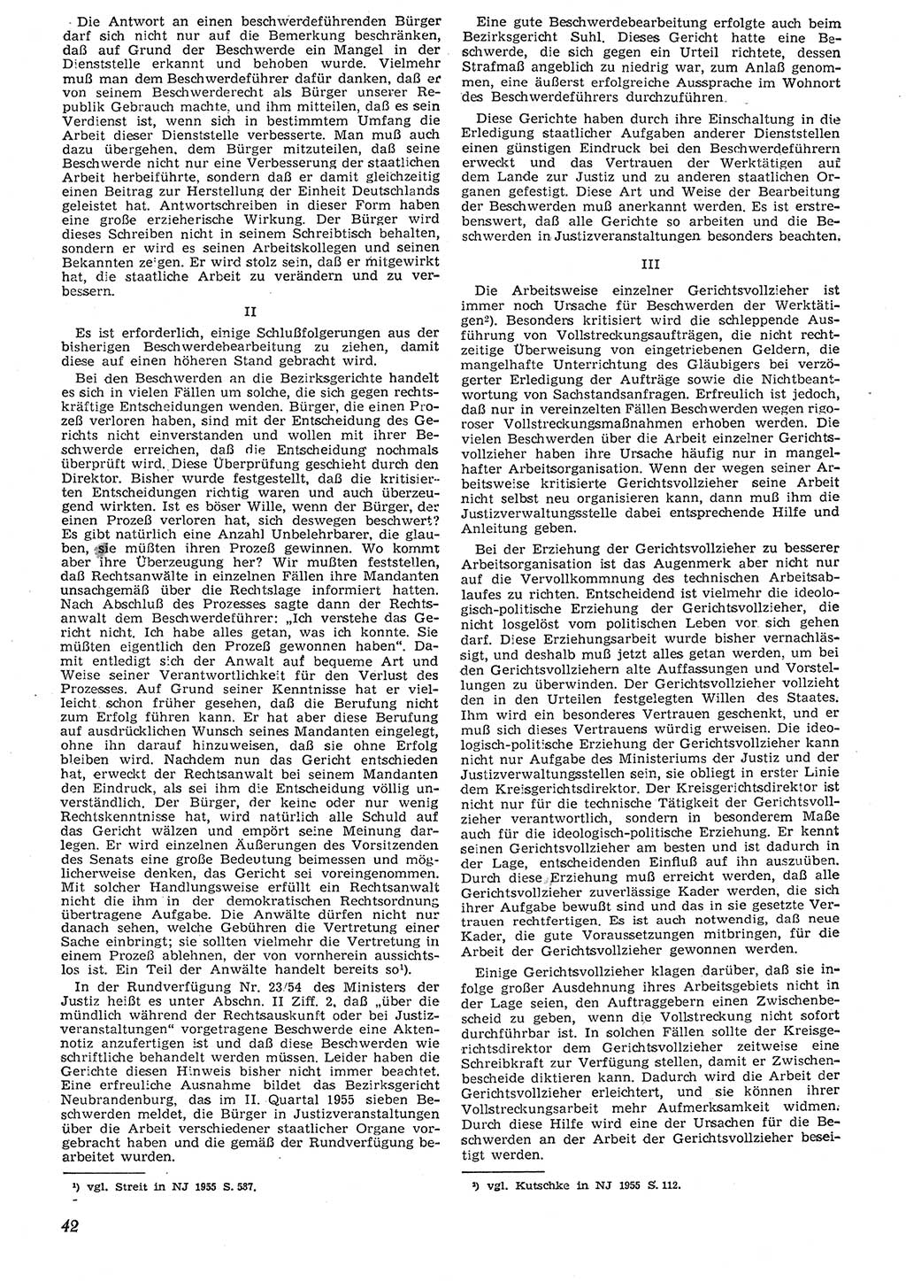 Neue Justiz (NJ), Zeitschrift für Recht und Rechtswissenschaft [Deutsche Demokratische Republik (DDR)], 10. Jahrgang 1956, Seite 42 (NJ DDR 1956, S. 42)