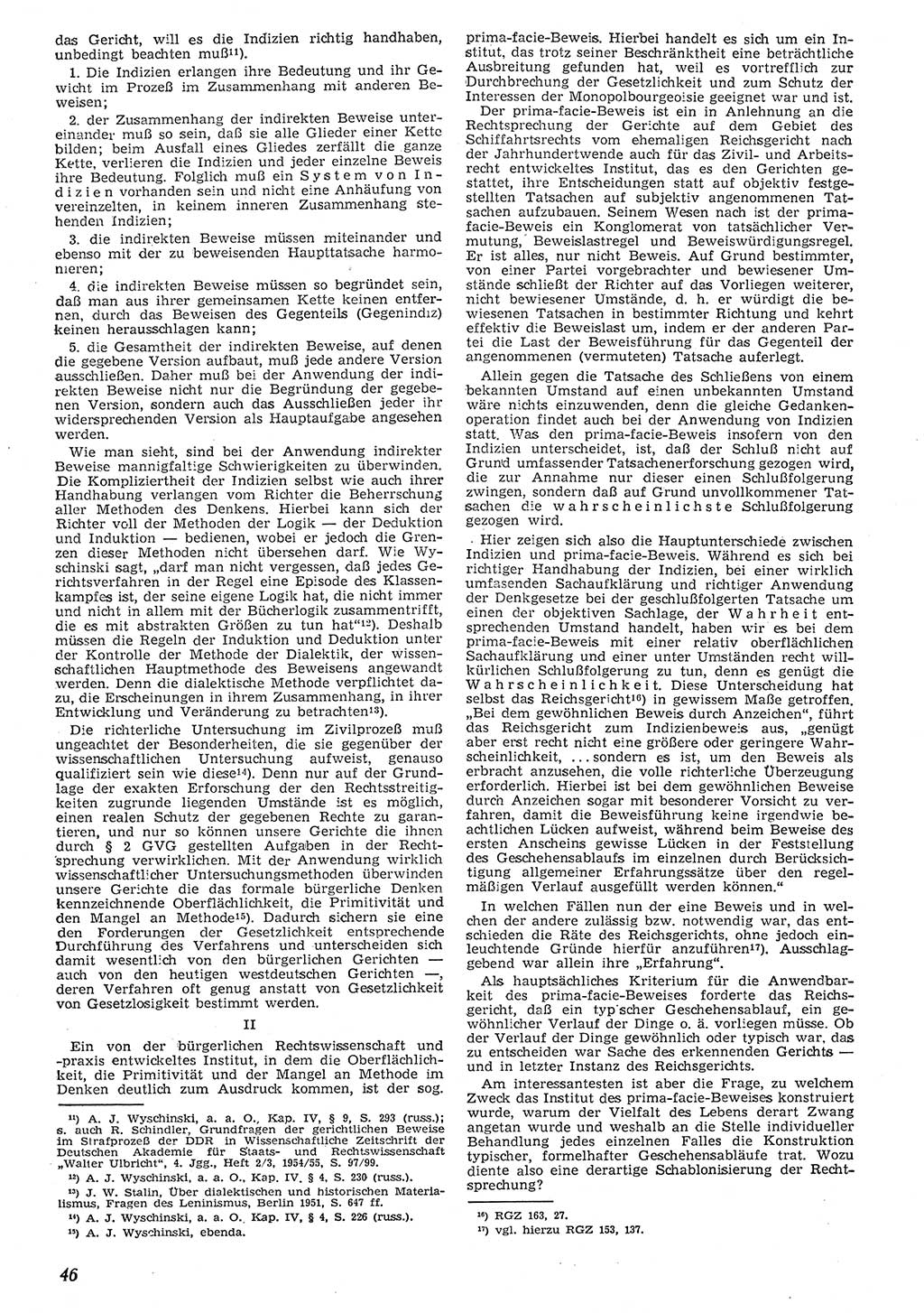 Neue Justiz (NJ), Zeitschrift für Recht und Rechtswissenschaft [Deutsche Demokratische Republik (DDR)], 10. Jahrgang 1956, Seite 46 (NJ DDR 1956, S. 46)