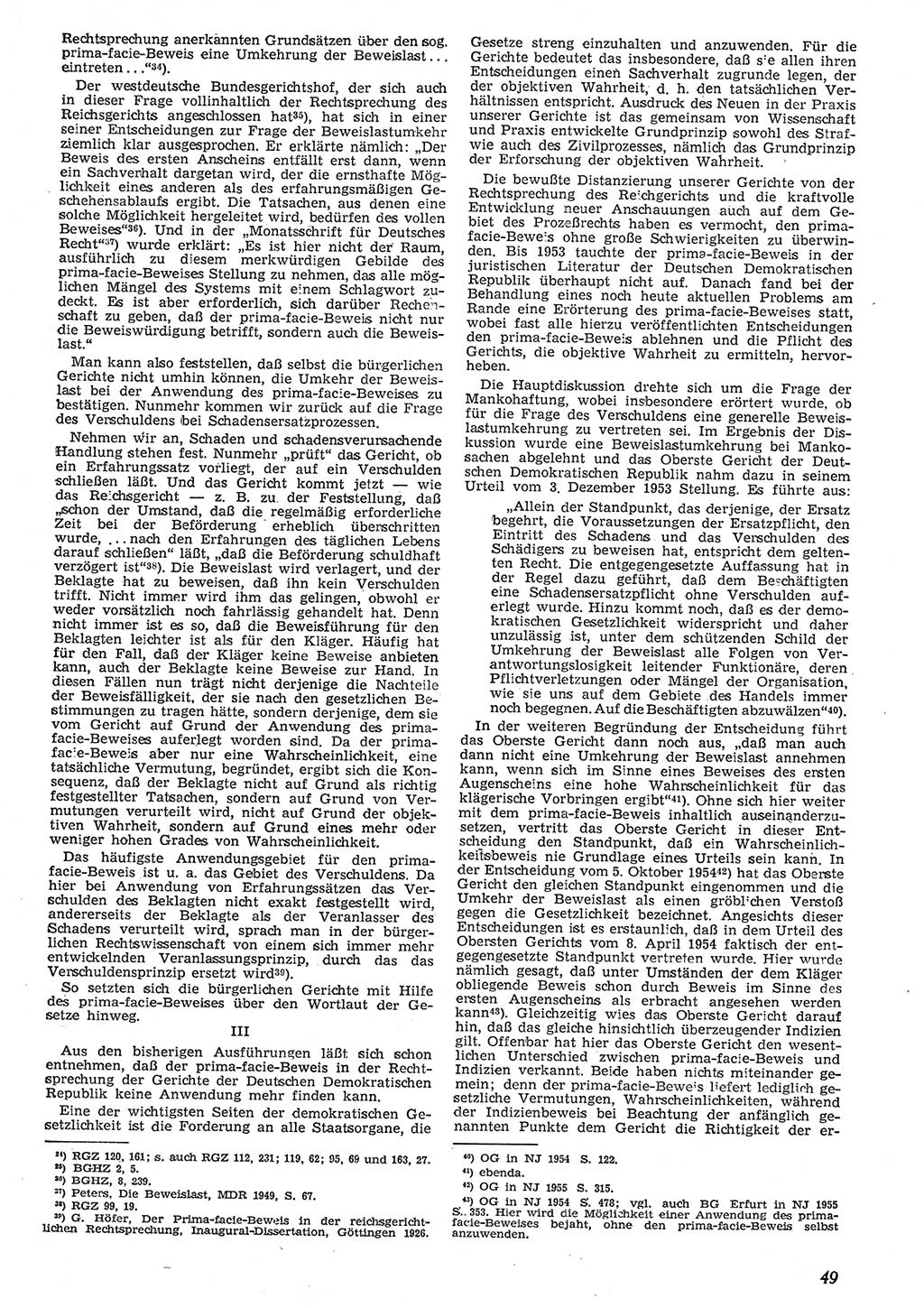 Neue Justiz (NJ), Zeitschrift für Recht und Rechtswissenschaft [Deutsche Demokratische Republik (DDR)], 10. Jahrgang 1956, Seite 49 (NJ DDR 1956, S. 49)