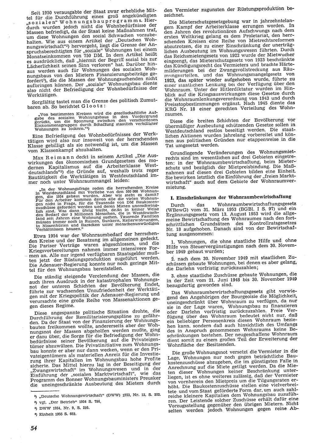 Neue Justiz (NJ), Zeitschrift für Recht und Rechtswissenschaft [Deutsche Demokratische Republik (DDR)], 10. Jahrgang 1956, Seite 54 (NJ DDR 1956, S. 54)