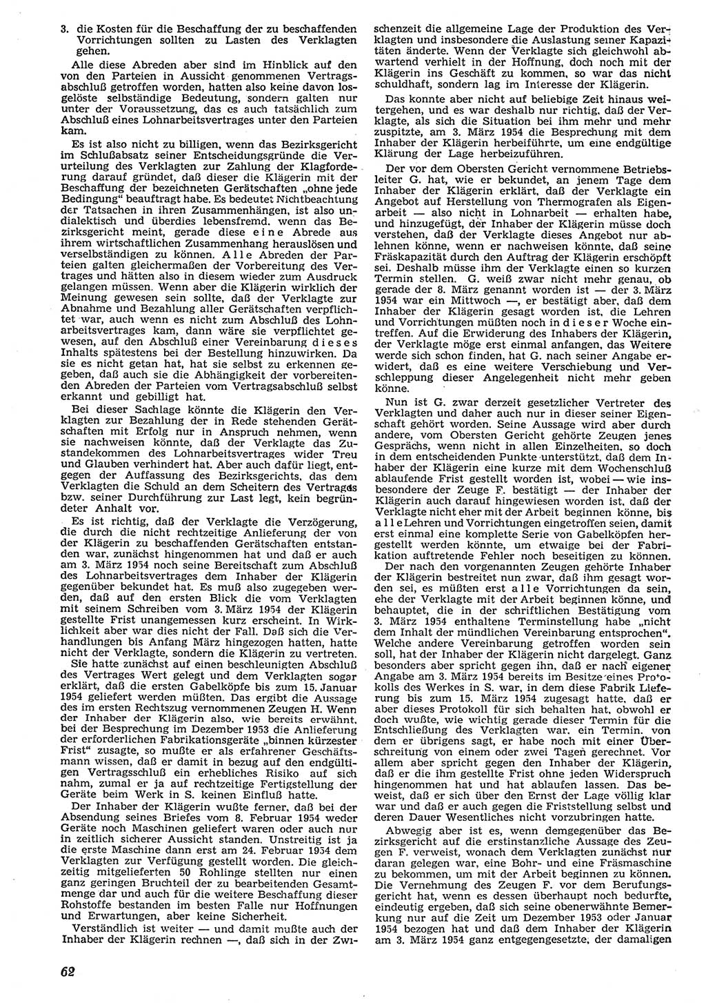 Neue Justiz (NJ), Zeitschrift für Recht und Rechtswissenschaft [Deutsche Demokratische Republik (DDR)], 10. Jahrgang 1956, Seite 62 (NJ DDR 1956, S. 62)