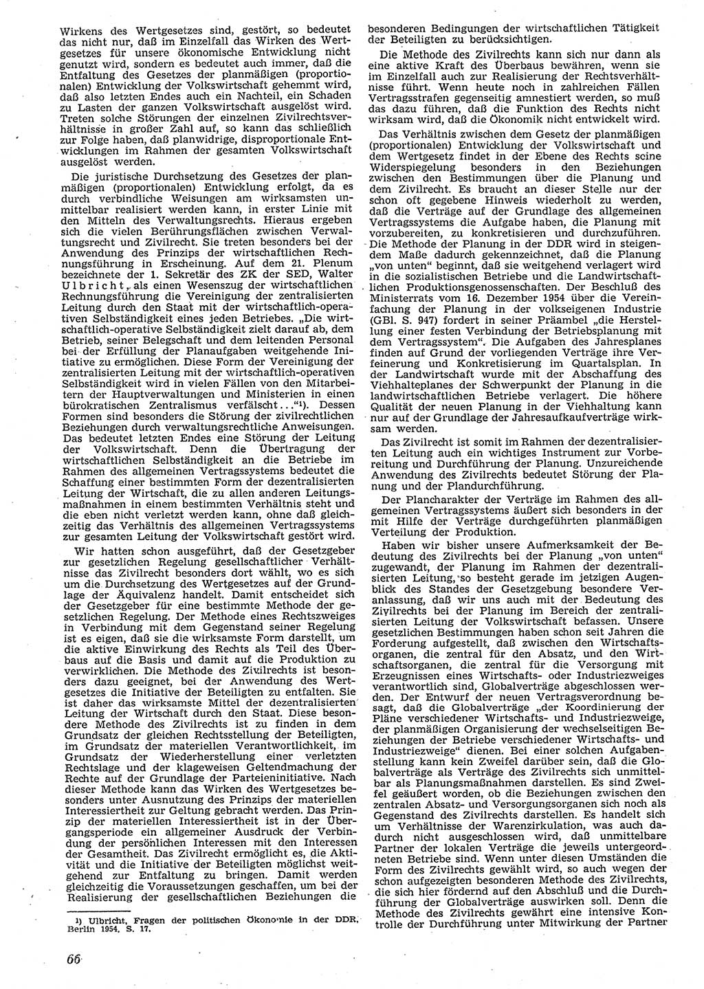 Neue Justiz (NJ), Zeitschrift für Recht und Rechtswissenschaft [Deutsche Demokratische Republik (DDR)], 10. Jahrgang 1956, Seite 66 (NJ DDR 1956, S. 66)