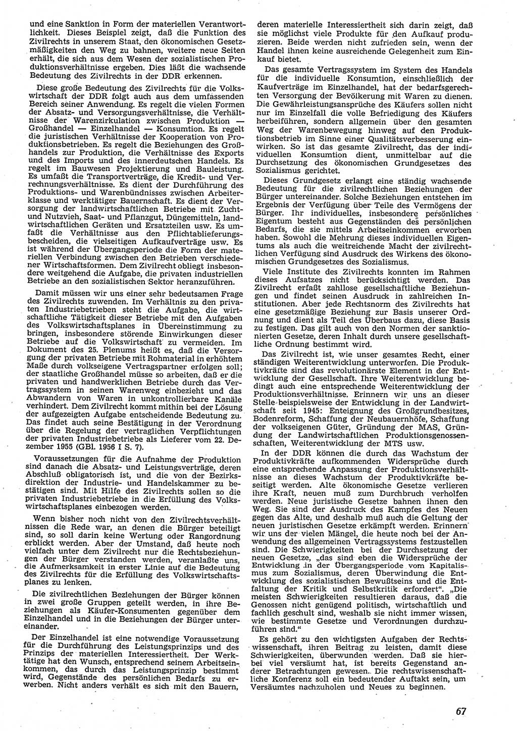 Neue Justiz (NJ), Zeitschrift für Recht und Rechtswissenschaft [Deutsche Demokratische Republik (DDR)], 10. Jahrgang 1956, Seite 67 (NJ DDR 1956, S. 67)