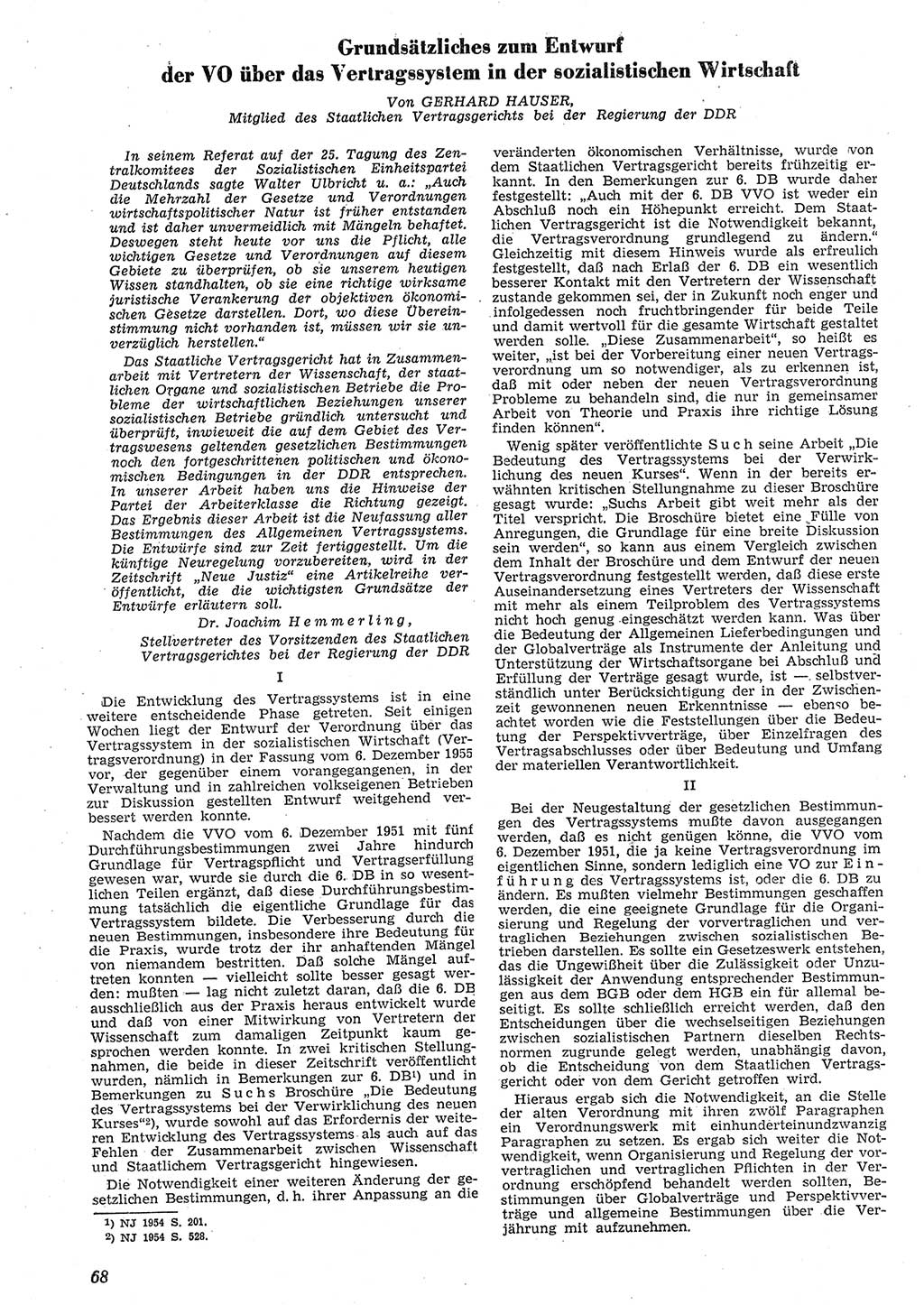 Neue Justiz (NJ), Zeitschrift für Recht und Rechtswissenschaft [Deutsche Demokratische Republik (DDR)], 10. Jahrgang 1956, Seite 68 (NJ DDR 1956, S. 68)