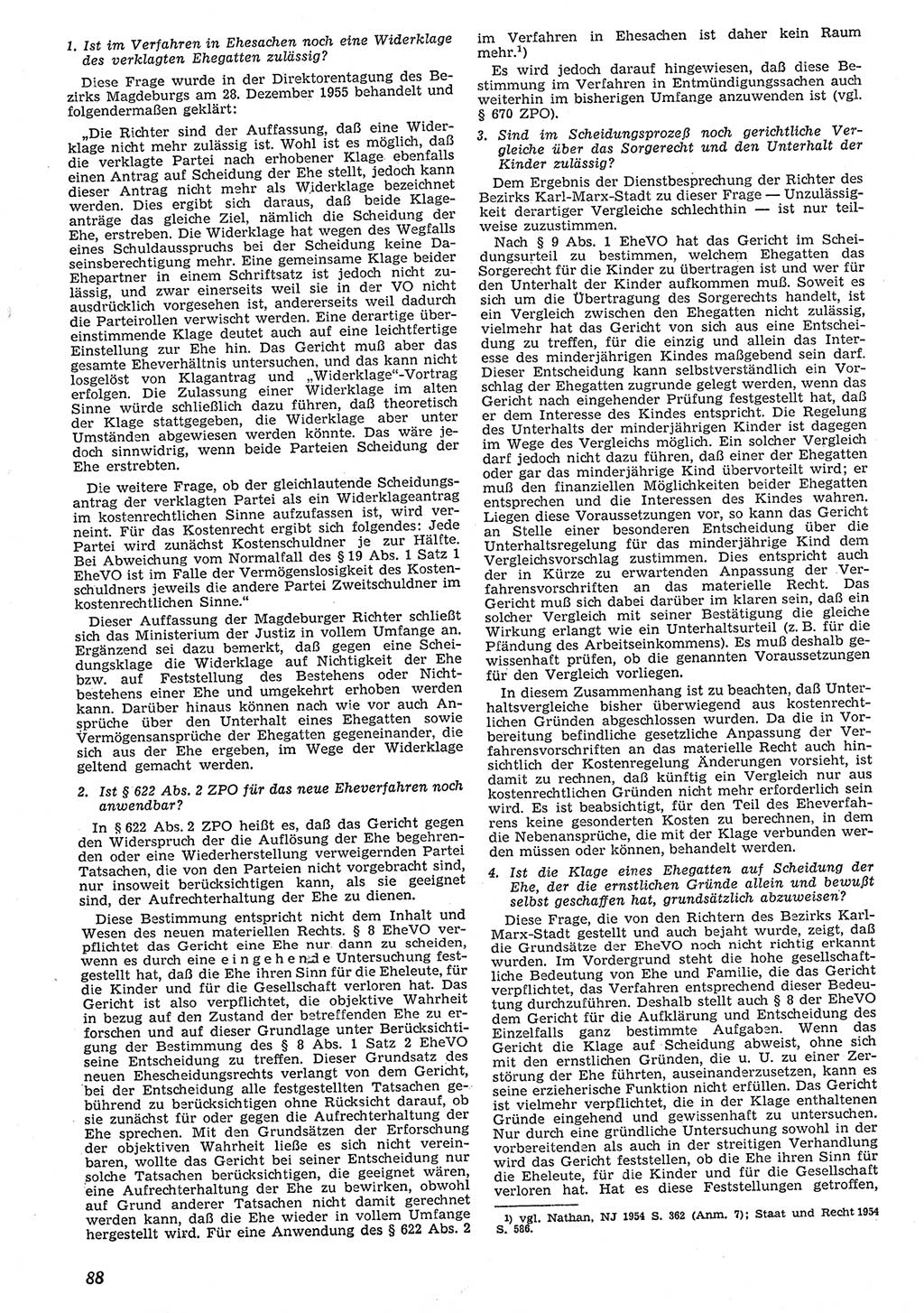 Neue Justiz (NJ), Zeitschrift für Recht und Rechtswissenschaft [Deutsche Demokratische Republik (DDR)], 10. Jahrgang 1956, Seite 88 (NJ DDR 1956, S. 88)