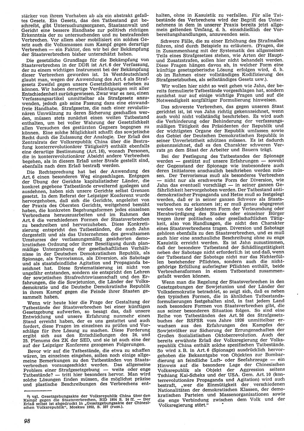 Neue Justiz (NJ), Zeitschrift für Recht und Rechtswissenschaft [Deutsche Demokratische Republik (DDR)], 10. Jahrgang 1956, Seite 98 (NJ DDR 1956, S. 98)