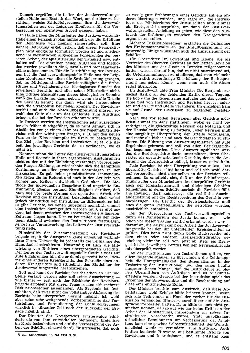 Neue Justiz (NJ), Zeitschrift für Recht und Rechtswissenschaft [Deutsche Demokratische Republik (DDR)], 10. Jahrgang 1956, Seite 105 (NJ DDR 1956, S. 105)
