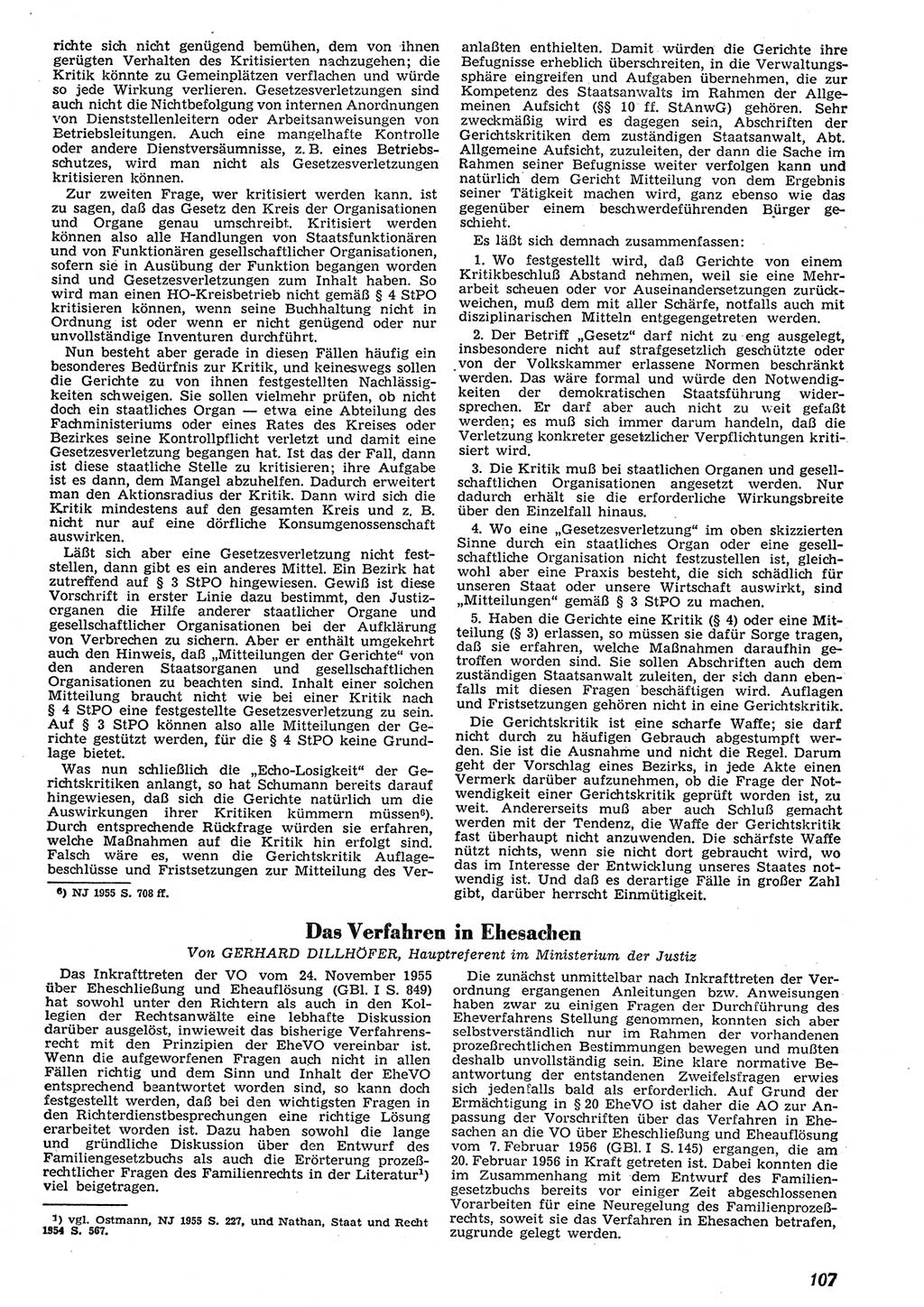 Neue Justiz (NJ), Zeitschrift für Recht und Rechtswissenschaft [Deutsche Demokratische Republik (DDR)], 10. Jahrgang 1956, Seite 107 (NJ DDR 1956, S. 107)