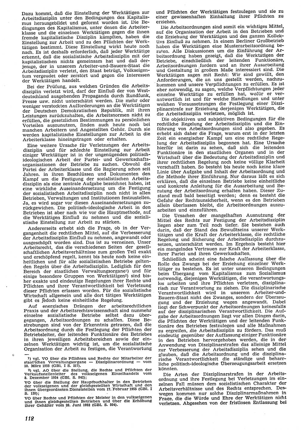 Neue Justiz (NJ), Zeitschrift für Recht und Rechtswissenschaft [Deutsche Demokratische Republik (DDR)], 10. Jahrgang 1956, Seite 112 (NJ DDR 1956, S. 112)