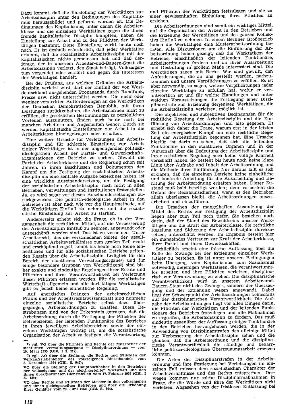 Neue Justiz (NJ), Zeitschrift für Recht und Rechtswissenschaft [Deutsche Demokratische Republik (DDR)], 10. Jahrgang 1956, Seite 112 (NJ DDR 1956, S. 112)
