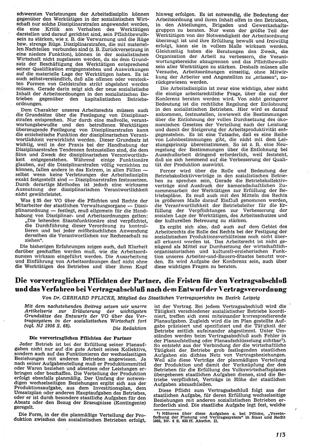 Neue Justiz (NJ), Zeitschrift für Recht und Rechtswissenschaft [Deutsche Demokratische Republik (DDR)], 10. Jahrgang 1956, Seite 113 (NJ DDR 1956, S. 113)