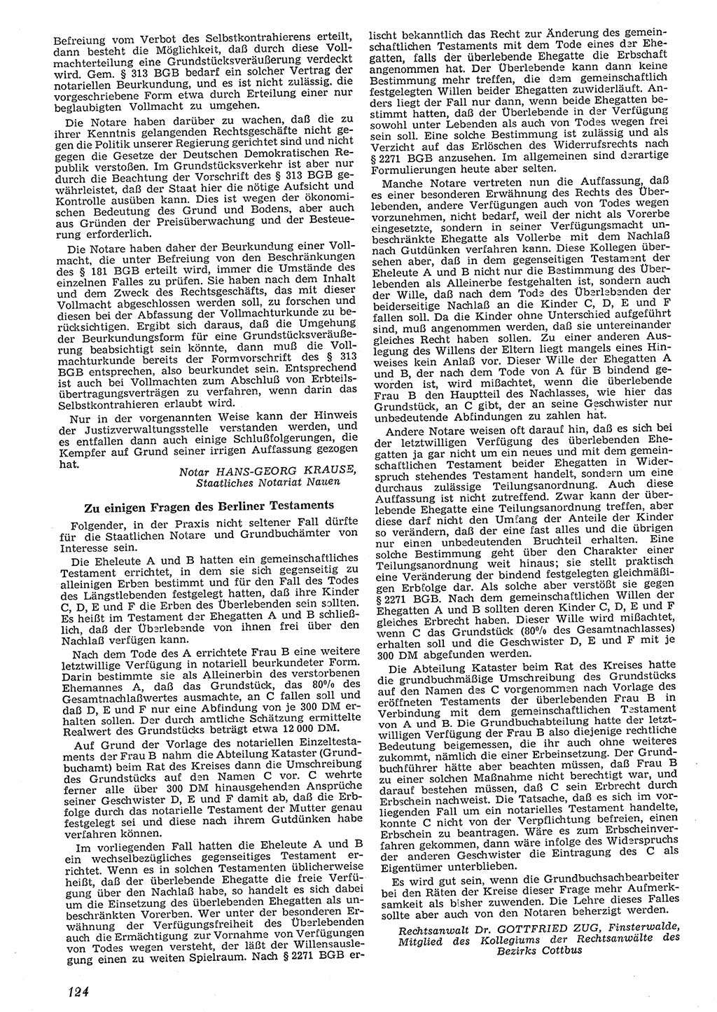 Neue Justiz (NJ), Zeitschrift für Recht und Rechtswissenschaft [Deutsche Demokratische Republik (DDR)], 10. Jahrgang 1956, Seite 124 (NJ DDR 1956, S. 124)