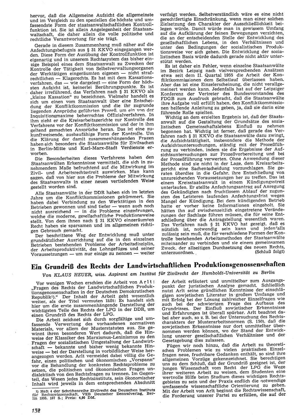 Neue Justiz (NJ), Zeitschrift für Recht und Rechtswissenschaft [Deutsche Demokratische Republik (DDR)], 10. Jahrgang 1956, Seite 132 (NJ DDR 1956, S. 132)