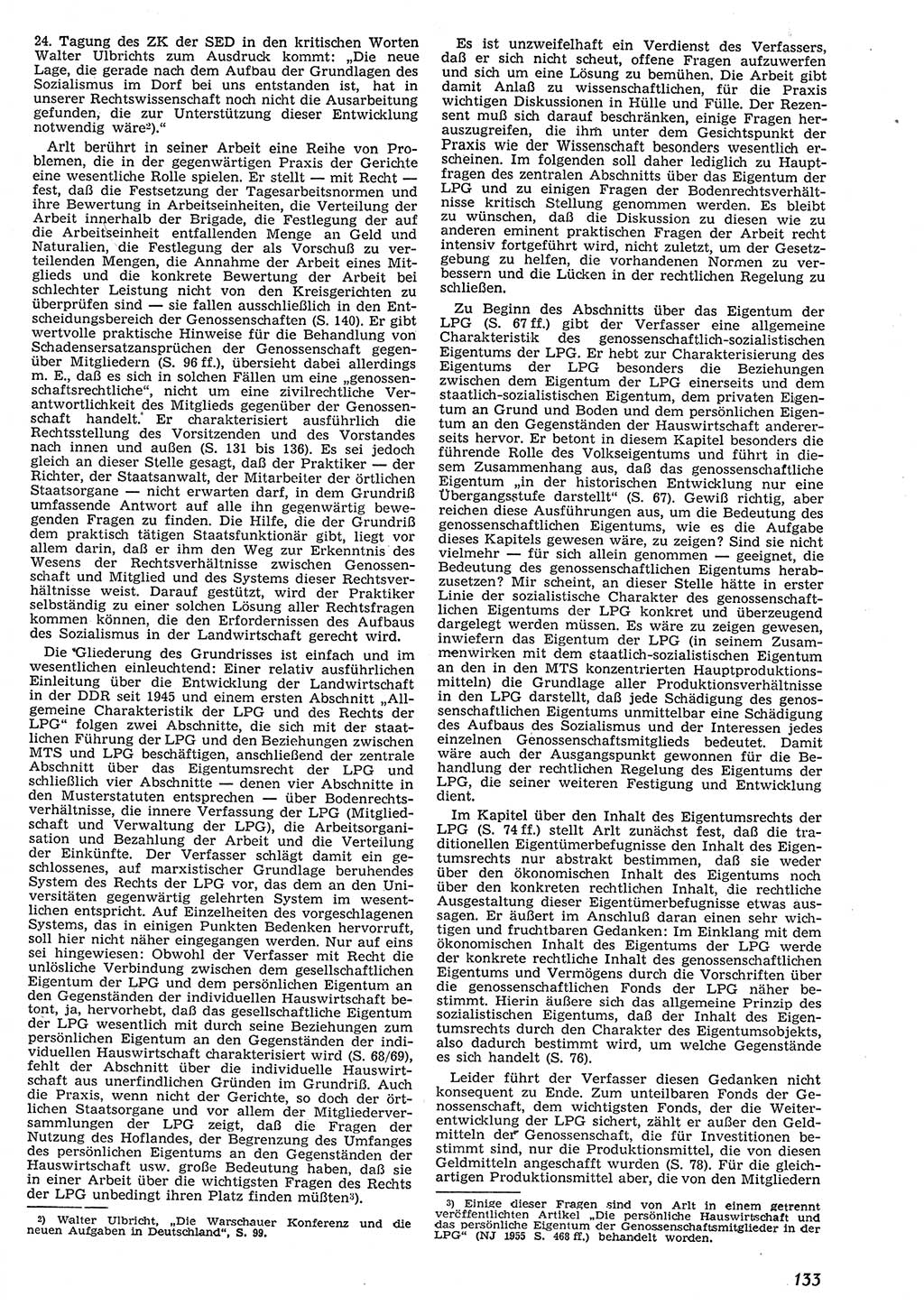 Neue Justiz (NJ), Zeitschrift für Recht und Rechtswissenschaft [Deutsche Demokratische Republik (DDR)], 10. Jahrgang 1956, Seite 133 (NJ DDR 1956, S. 133)