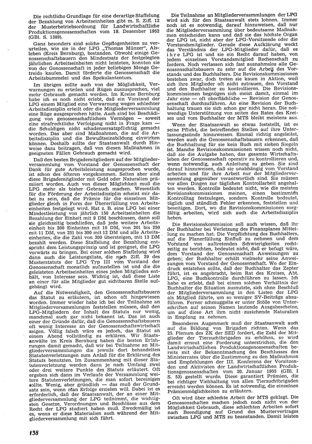 Neue Justiz (NJ), Zeitschrift für Recht und Rechtswissenschaft [Deutsche Demokratische Republik (DDR)], 10. Jahrgang 1956, Seite 138 (NJ DDR 1956, S. 138)