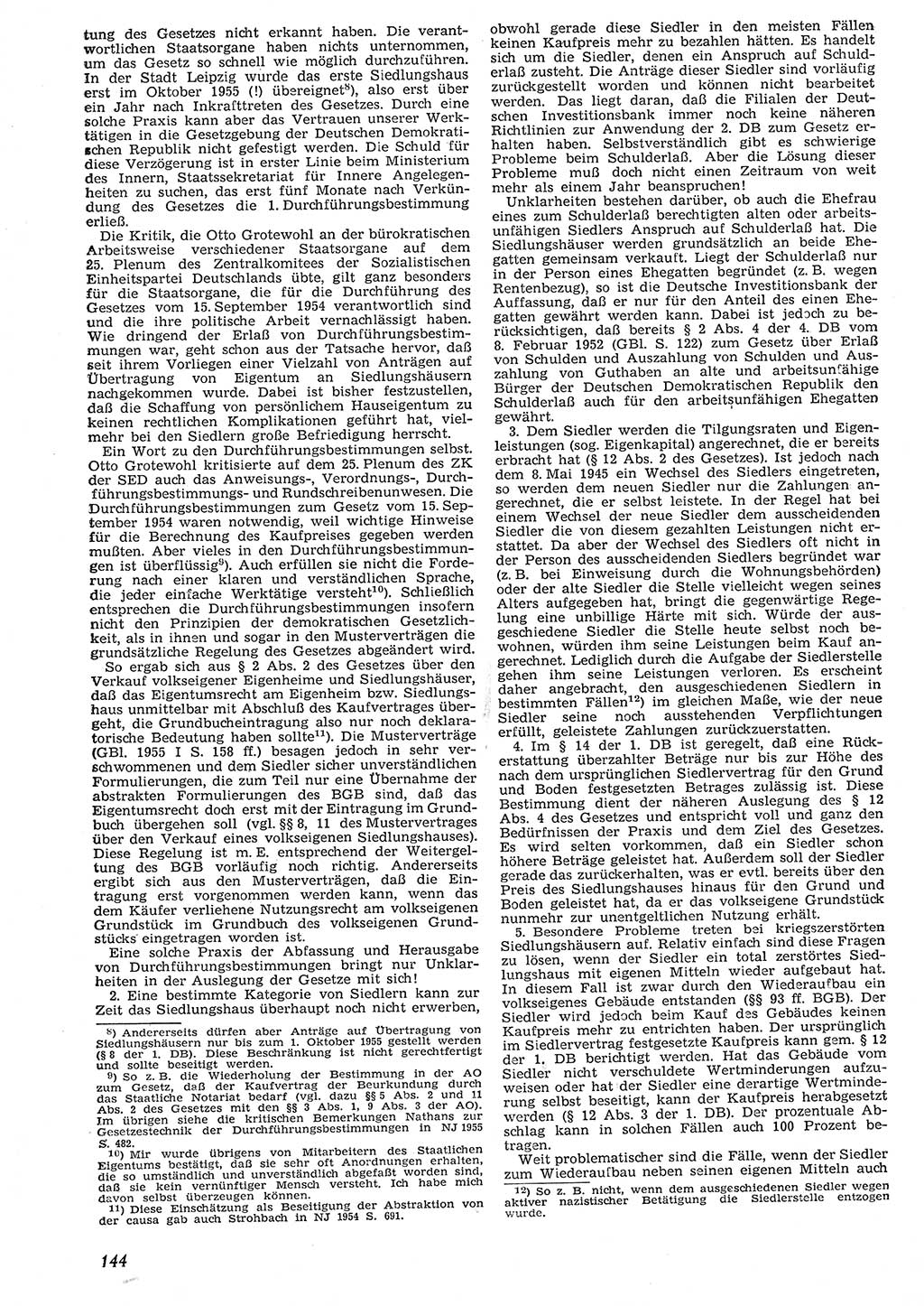 Neue Justiz (NJ), Zeitschrift für Recht und Rechtswissenschaft [Deutsche Demokratische Republik (DDR)], 10. Jahrgang 1956, Seite 144 (NJ DDR 1956, S. 144)