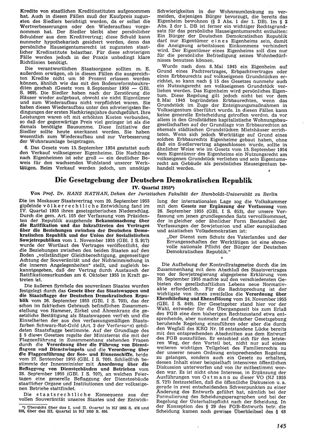 Neue Justiz (NJ), Zeitschrift für Recht und Rechtswissenschaft [Deutsche Demokratische Republik (DDR)], 10. Jahrgang 1956, Seite 145 (NJ DDR 1956, S. 145)