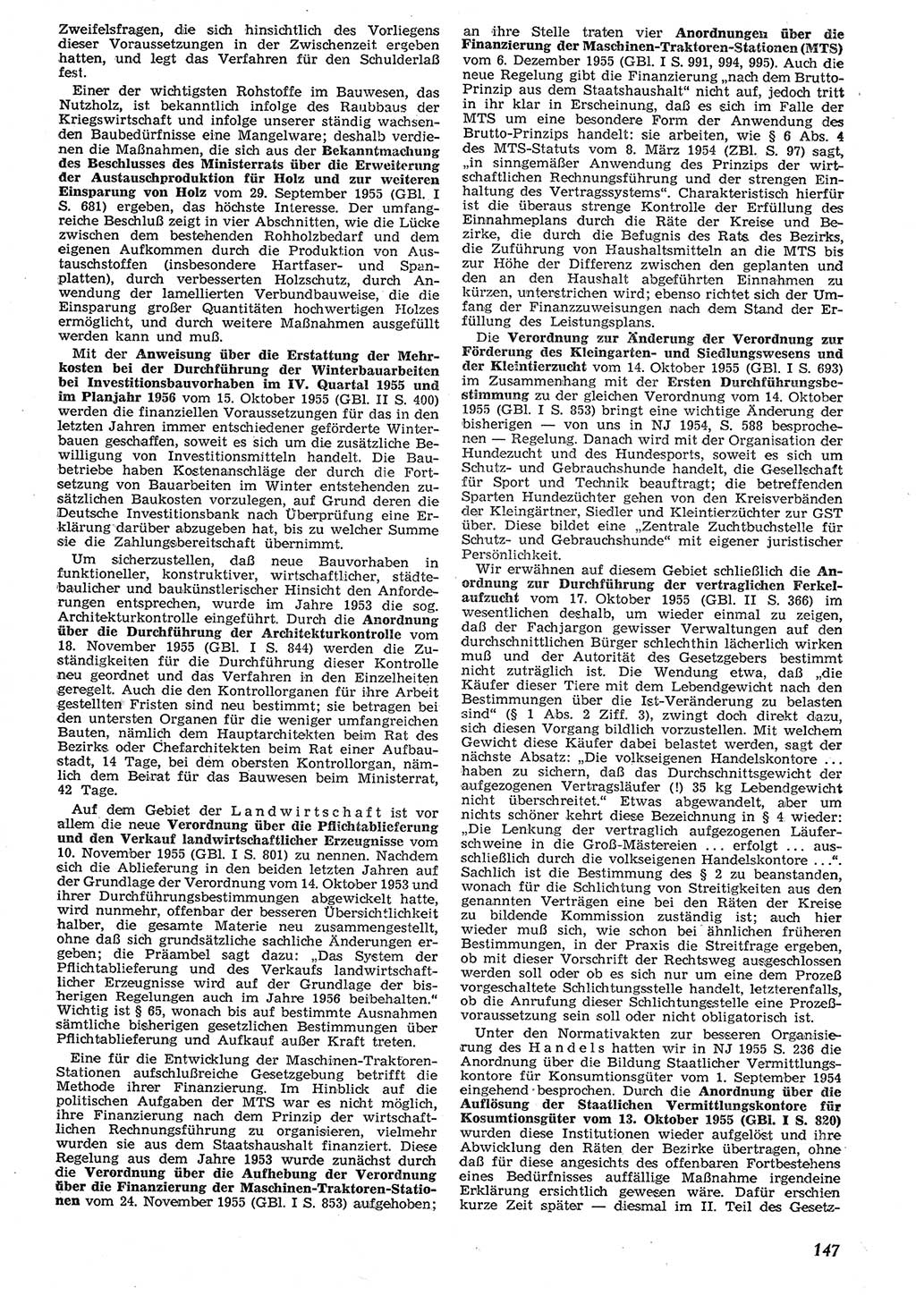 Neue Justiz (NJ), Zeitschrift für Recht und Rechtswissenschaft [Deutsche Demokratische Republik (DDR)], 10. Jahrgang 1956, Seite 147 (NJ DDR 1956, S. 147)