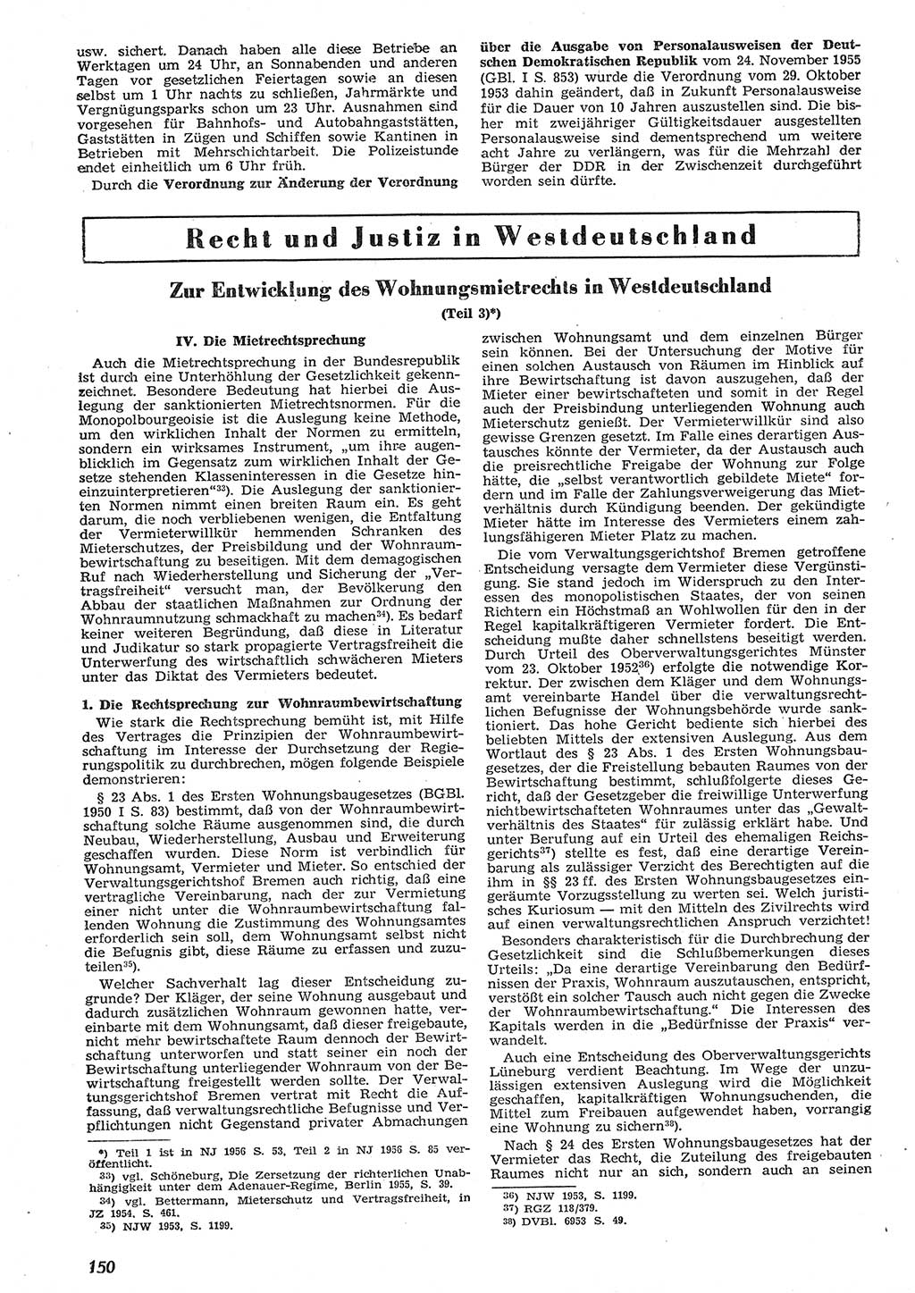 Neue Justiz (NJ), Zeitschrift für Recht und Rechtswissenschaft [Deutsche Demokratische Republik (DDR)], 10. Jahrgang 1956, Seite 150 (NJ DDR 1956, S. 150)