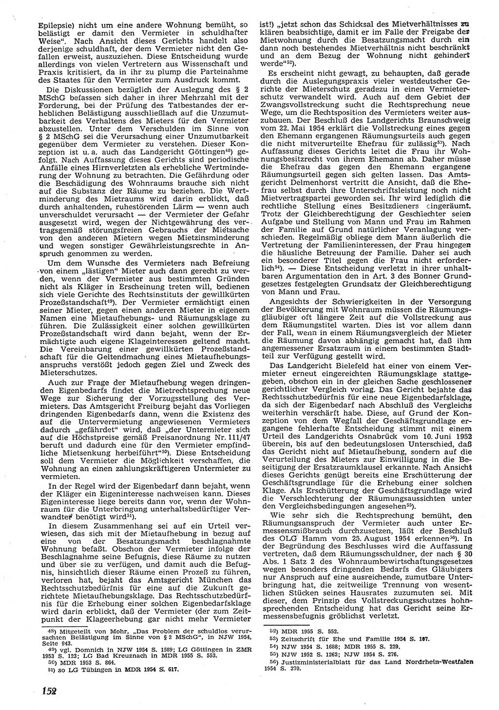 Neue Justiz (NJ), Zeitschrift für Recht und Rechtswissenschaft [Deutsche Demokratische Republik (DDR)], 10. Jahrgang 1956, Seite 152 (NJ DDR 1956, S. 152)