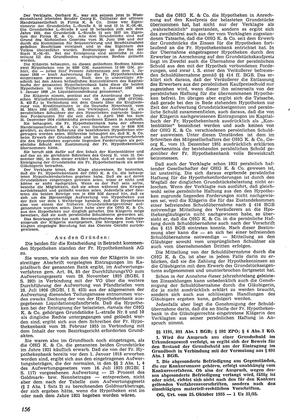 Neue Justiz (NJ), Zeitschrift für Recht und Rechtswissenschaft [Deutsche Demokratische Republik (DDR)], 10. Jahrgang 1956, Seite 156 (NJ DDR 1956, S. 156)