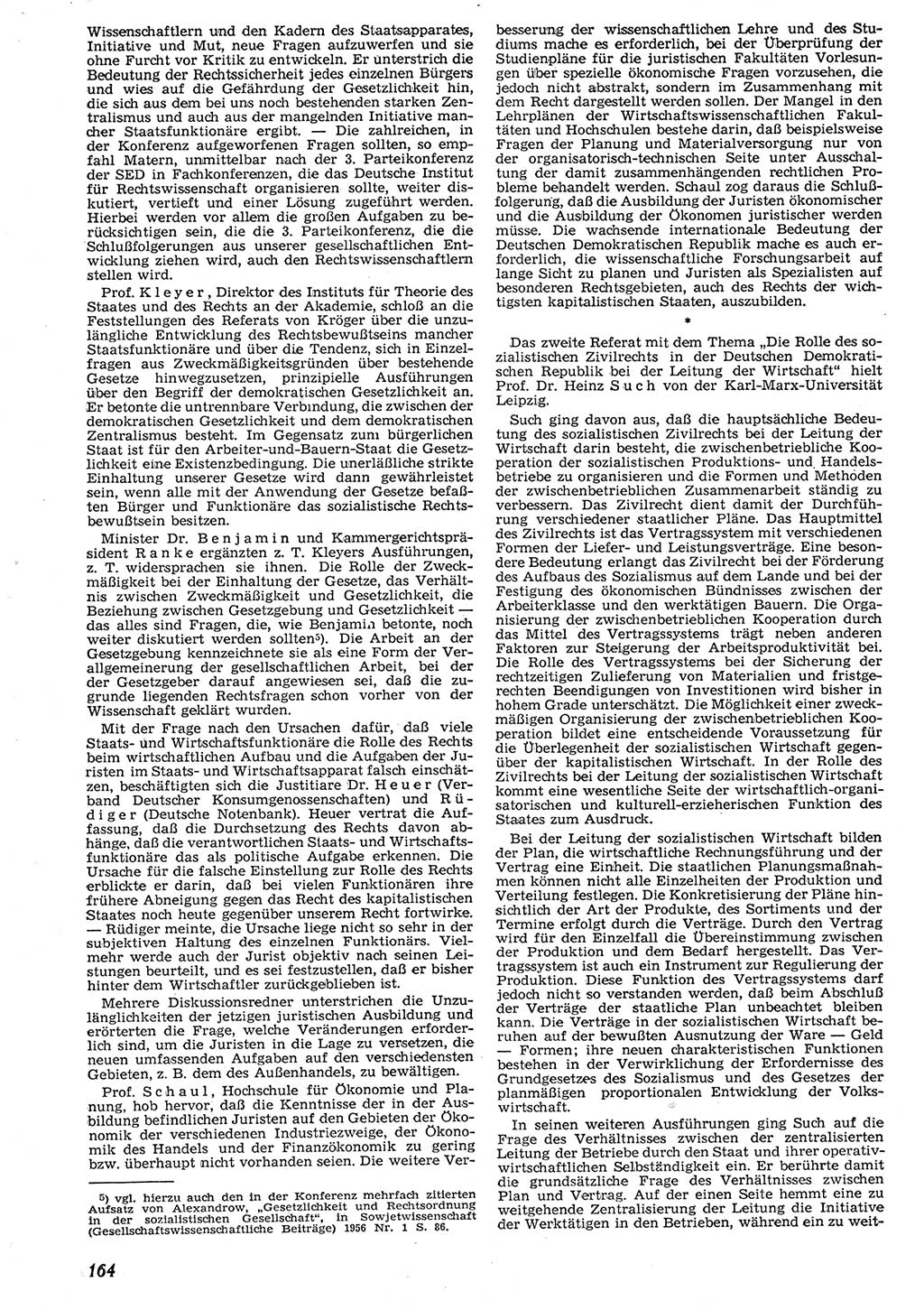 Neue Justiz (NJ), Zeitschrift für Recht und Rechtswissenschaft [Deutsche Demokratische Republik (DDR)], 10. Jahrgang 1956, Seite 164 (NJ DDR 1956, S. 164)