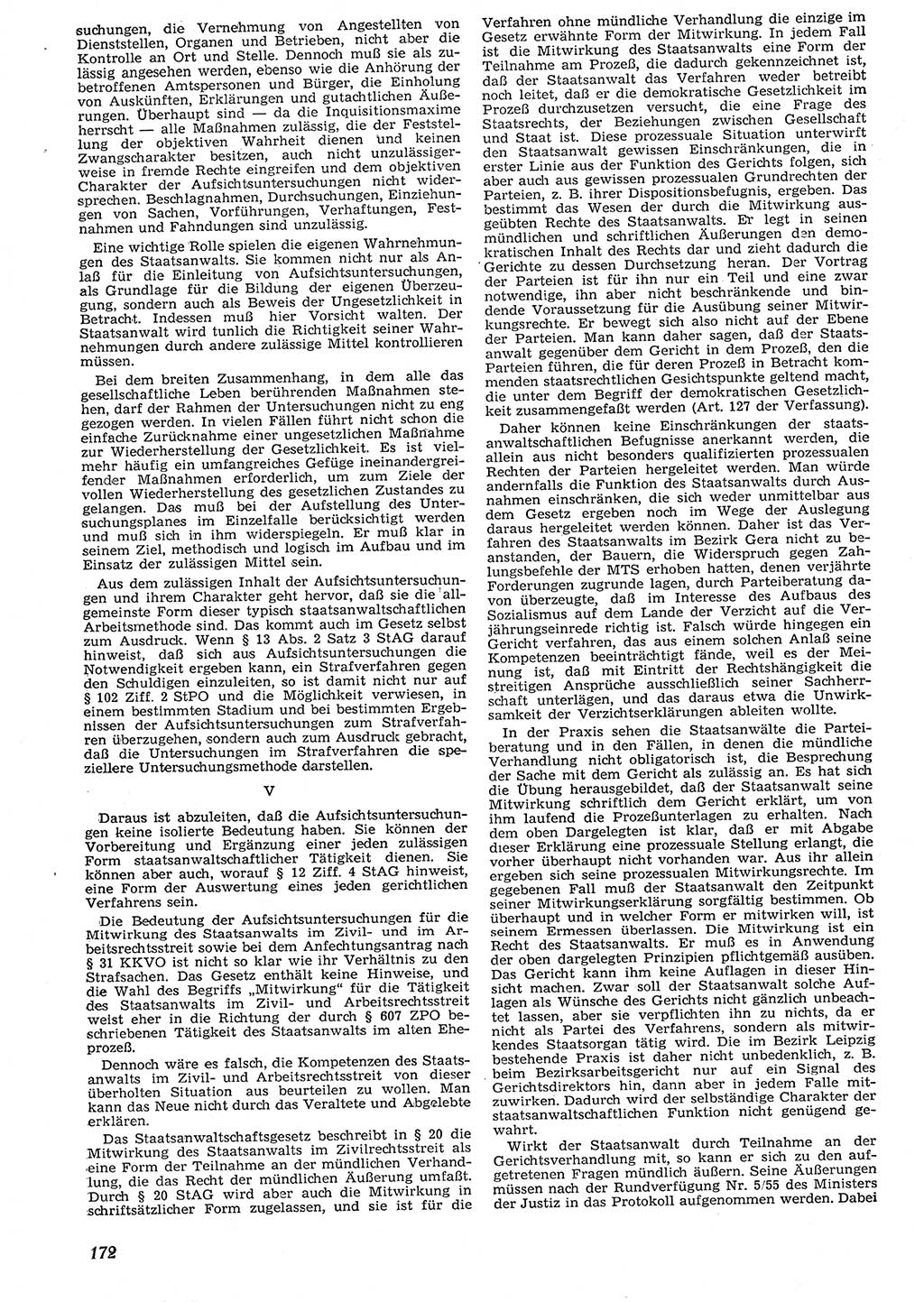 Neue Justiz (NJ), Zeitschrift für Recht und Rechtswissenschaft [Deutsche Demokratische Republik (DDR)], 10. Jahrgang 1956, Seite 172 (NJ DDR 1956, S. 172)