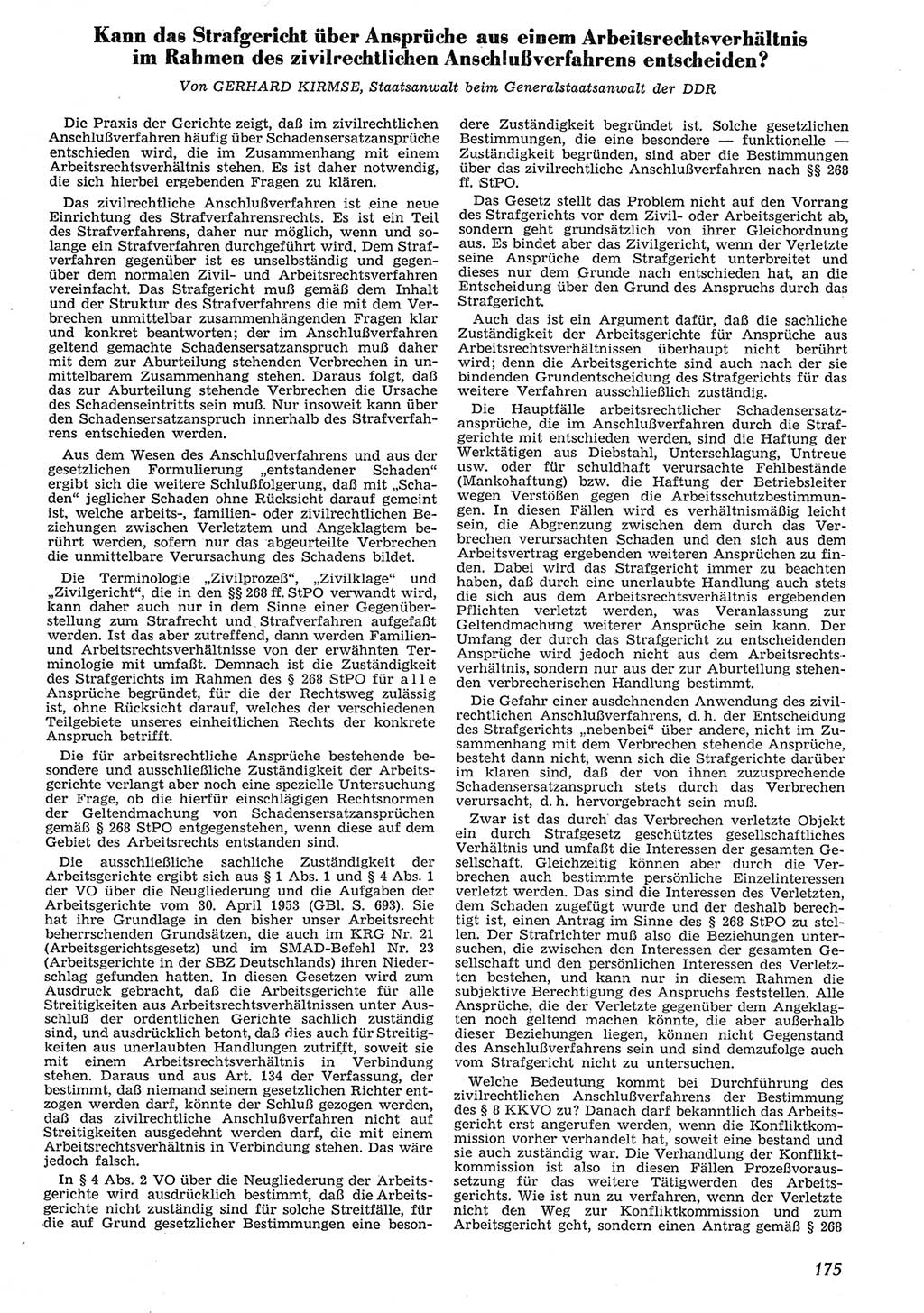 Neue Justiz (NJ), Zeitschrift für Recht und Rechtswissenschaft [Deutsche Demokratische Republik (DDR)], 10. Jahrgang 1956, Seite 175 (NJ DDR 1956, S. 175)