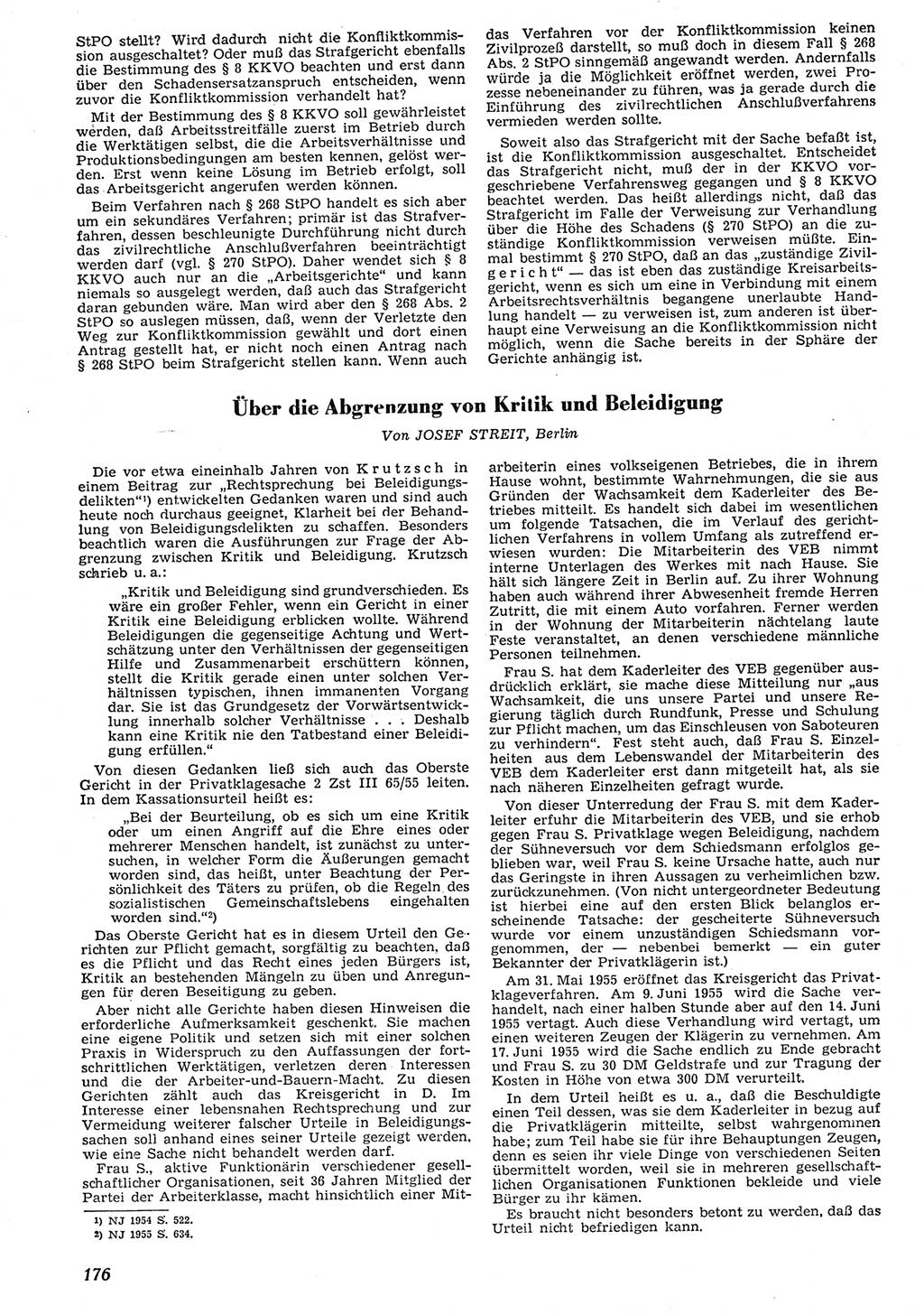 Neue Justiz (NJ), Zeitschrift für Recht und Rechtswissenschaft [Deutsche Demokratische Republik (DDR)], 10. Jahrgang 1956, Seite 176 (NJ DDR 1956, S. 176)