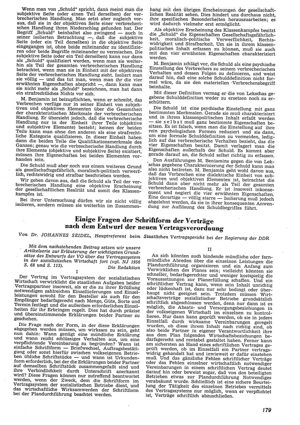 Neue Justiz (NJ), Zeitschrift für Recht und Rechtswissenschaft [Deutsche Demokratische Republik (DDR)], 10. Jahrgang 1956, Seite 179 (NJ DDR 1956, S. 179)