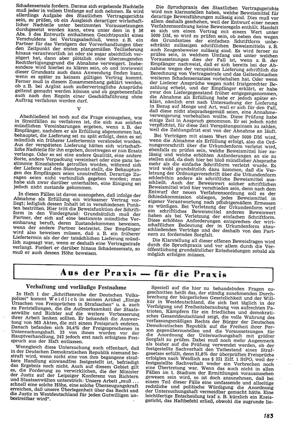 Neue Justiz (NJ), Zeitschrift für Recht und Rechtswissenschaft [Deutsche Demokratische Republik (DDR)], 10. Jahrgang 1956, Seite 183 (NJ DDR 1956, S. 183)