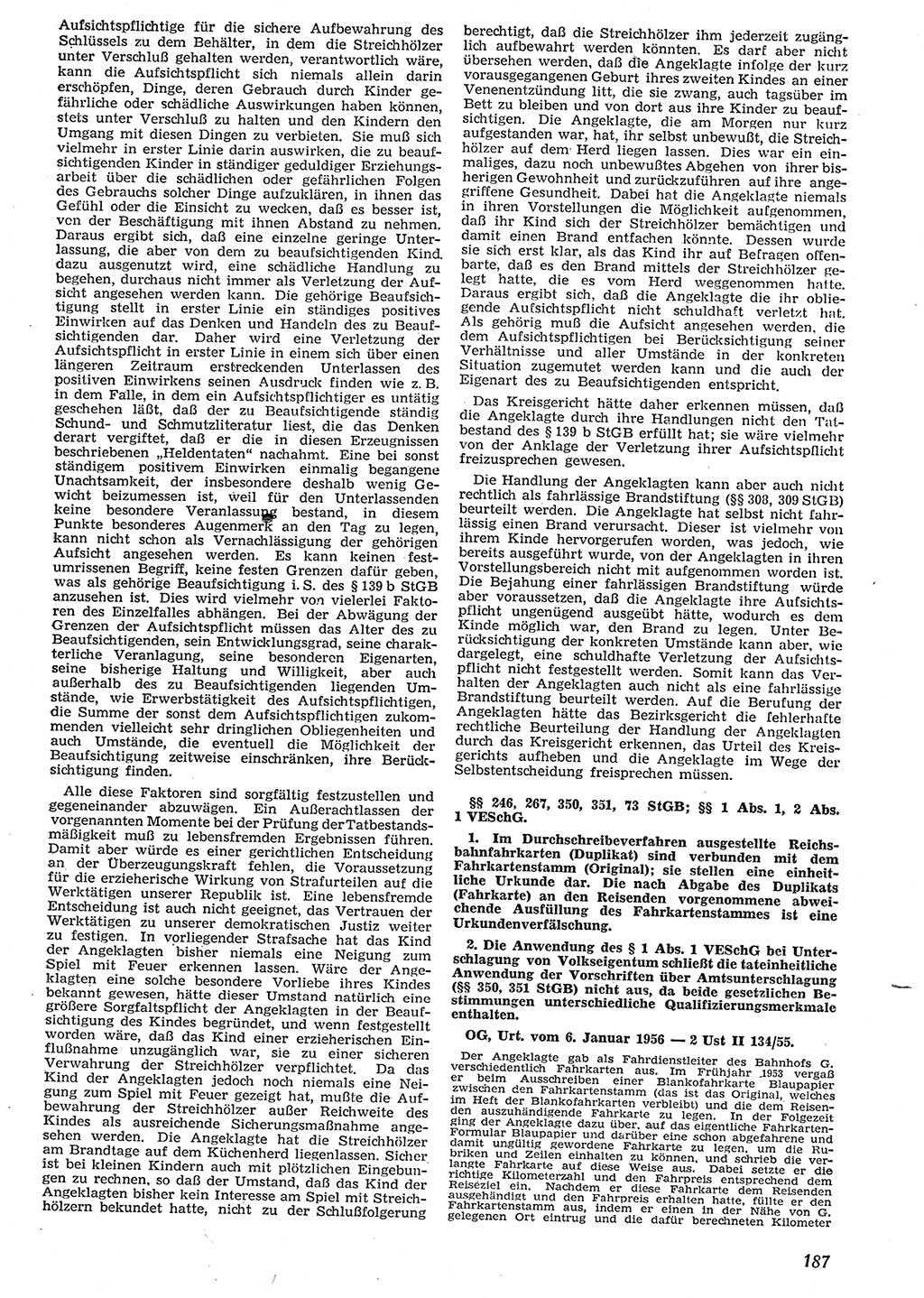 Neue Justiz (NJ), Zeitschrift für Recht und Rechtswissenschaft [Deutsche Demokratische Republik (DDR)], 10. Jahrgang 1956, Seite 187 (NJ DDR 1956, S. 187)