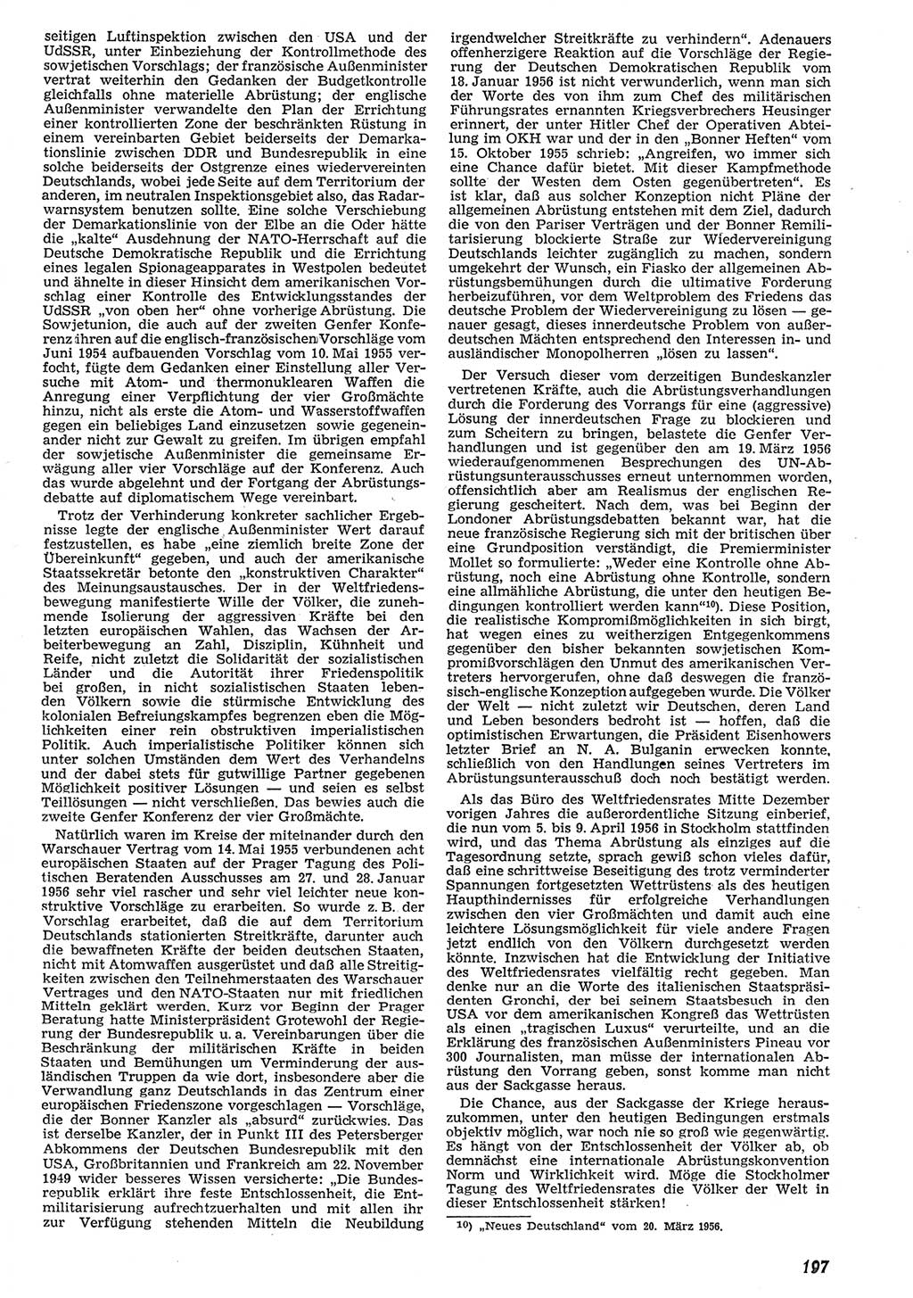 Neue Justiz (NJ), Zeitschrift für Recht und Rechtswissenschaft [Deutsche Demokratische Republik (DDR)], 10. Jahrgang 1956, Seite 197 (NJ DDR 1956, S. 197)