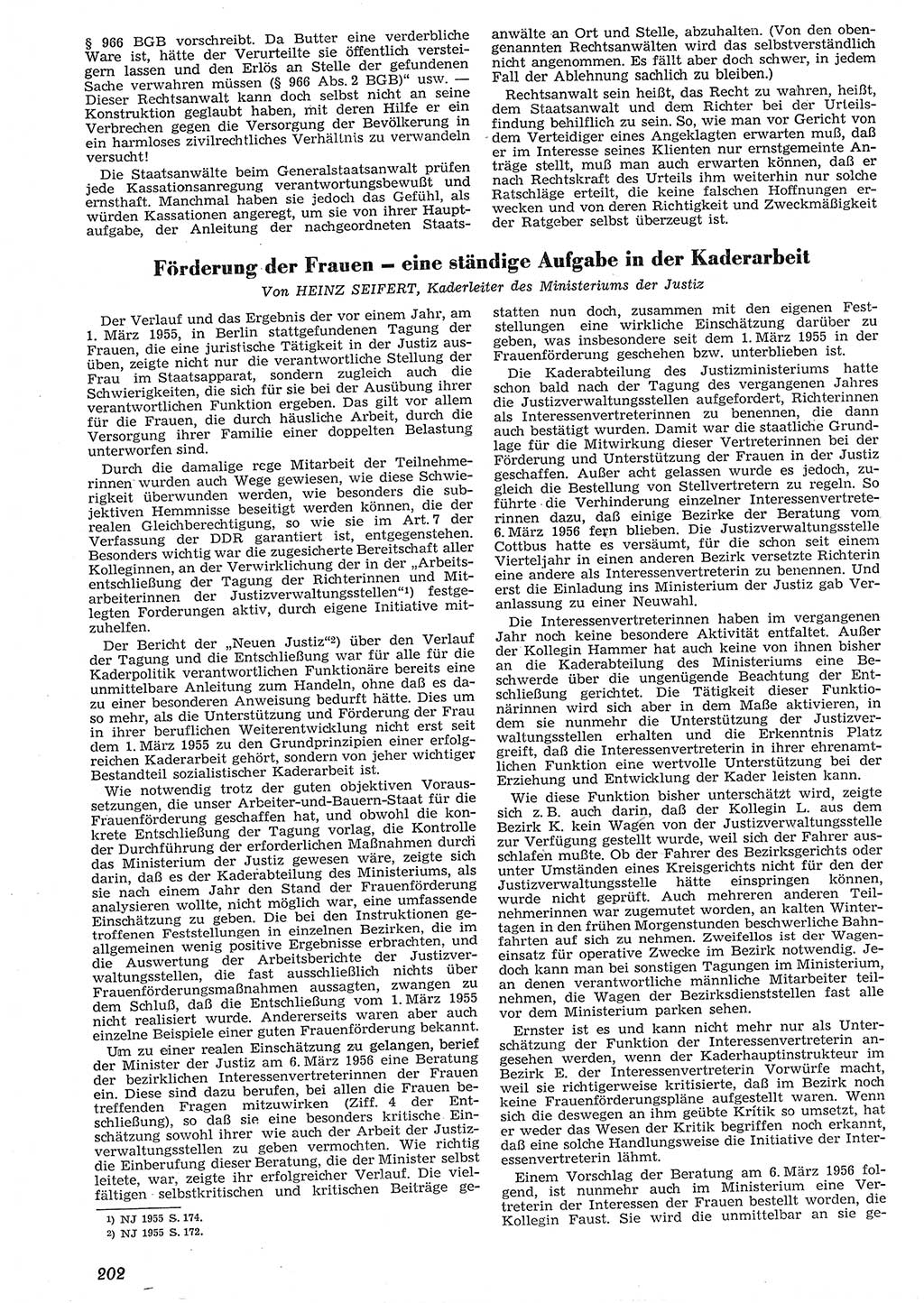 Neue Justiz (NJ), Zeitschrift für Recht und Rechtswissenschaft [Deutsche Demokratische Republik (DDR)], 10. Jahrgang 1956, Seite 202 (NJ DDR 1956, S. 202)