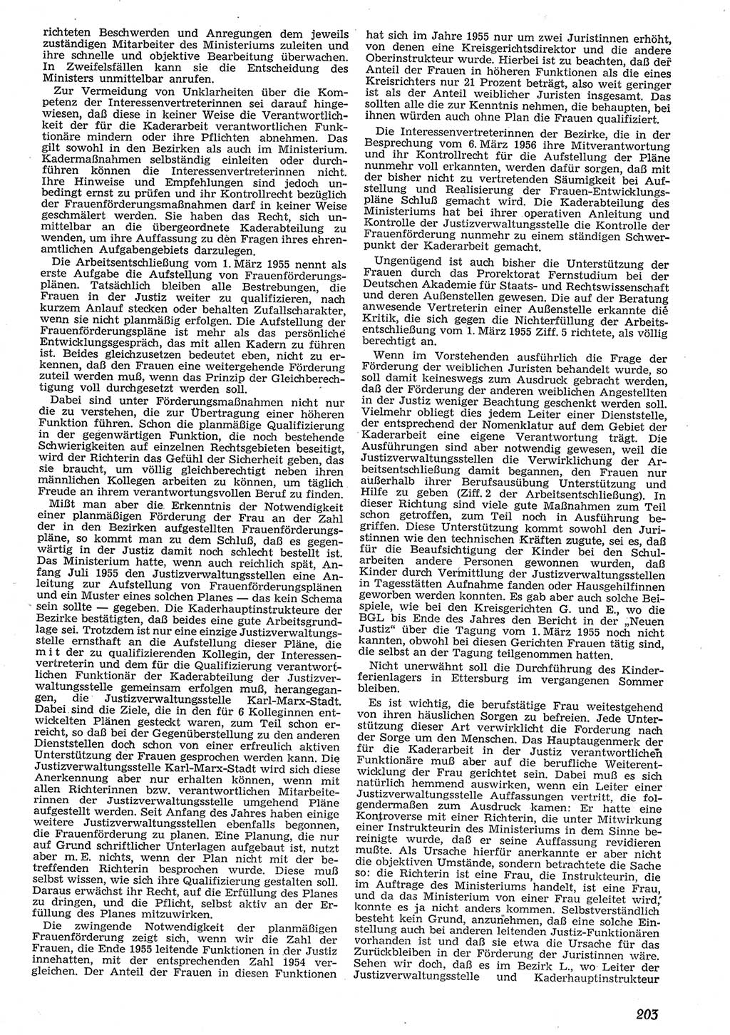 Neue Justiz (NJ), Zeitschrift für Recht und Rechtswissenschaft [Deutsche Demokratische Republik (DDR)], 10. Jahrgang 1956, Seite 203 (NJ DDR 1956, S. 203)