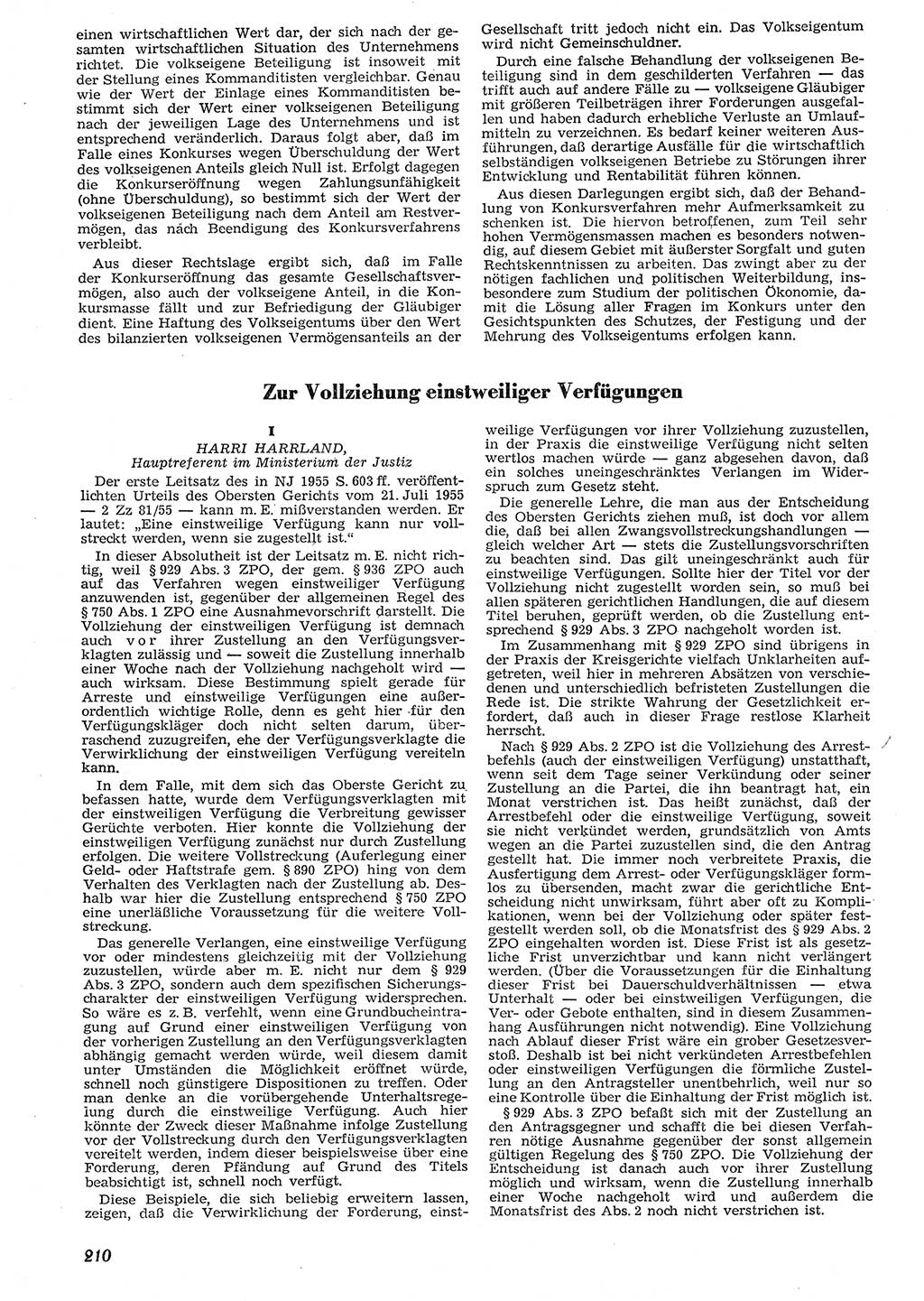 Neue Justiz (NJ), Zeitschrift für Recht und Rechtswissenschaft [Deutsche Demokratische Republik (DDR)], 10. Jahrgang 1956, Seite 210 (NJ DDR 1956, S. 210)